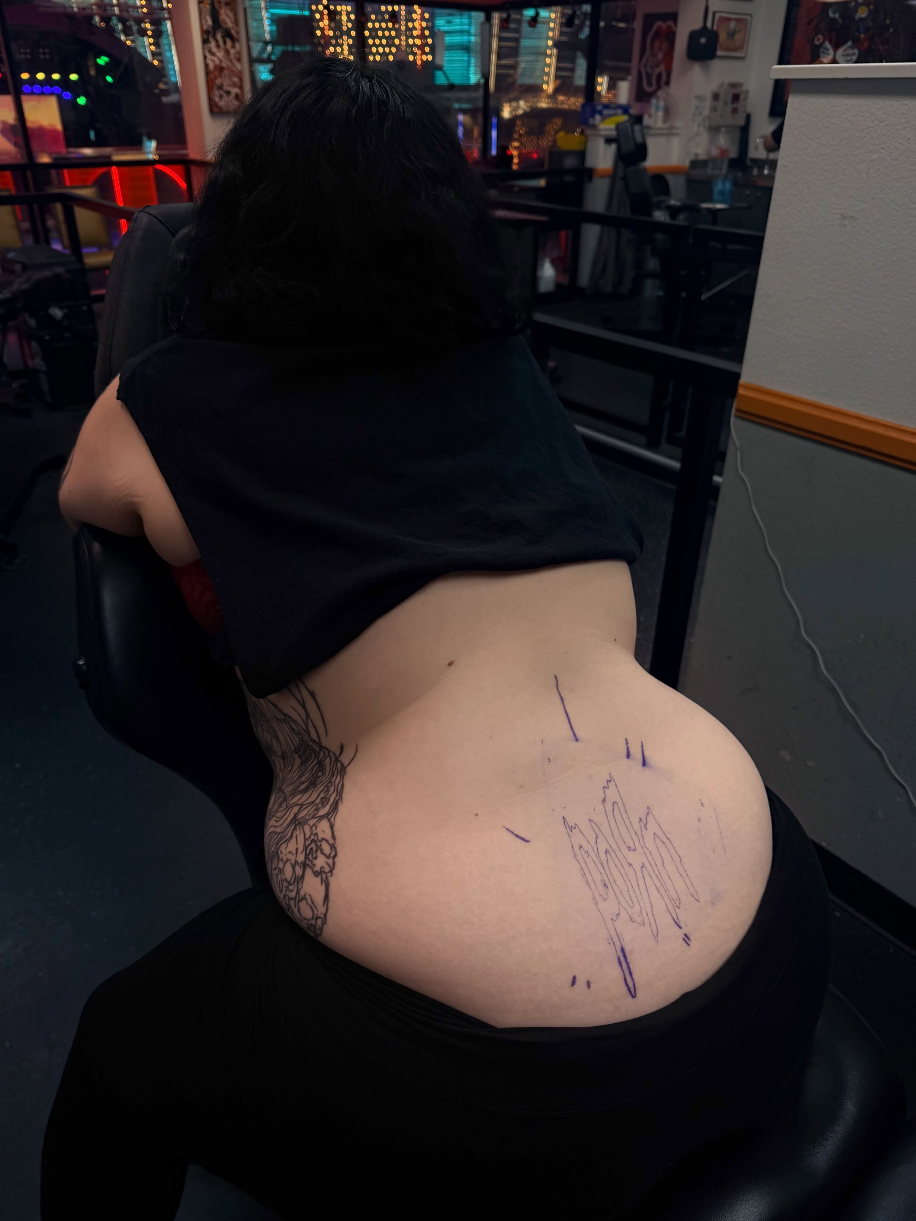 Script lettering lettering script tattoo on the back by Rylan Thorndyke - Tattoo Artist, Las Vegas, Nevada