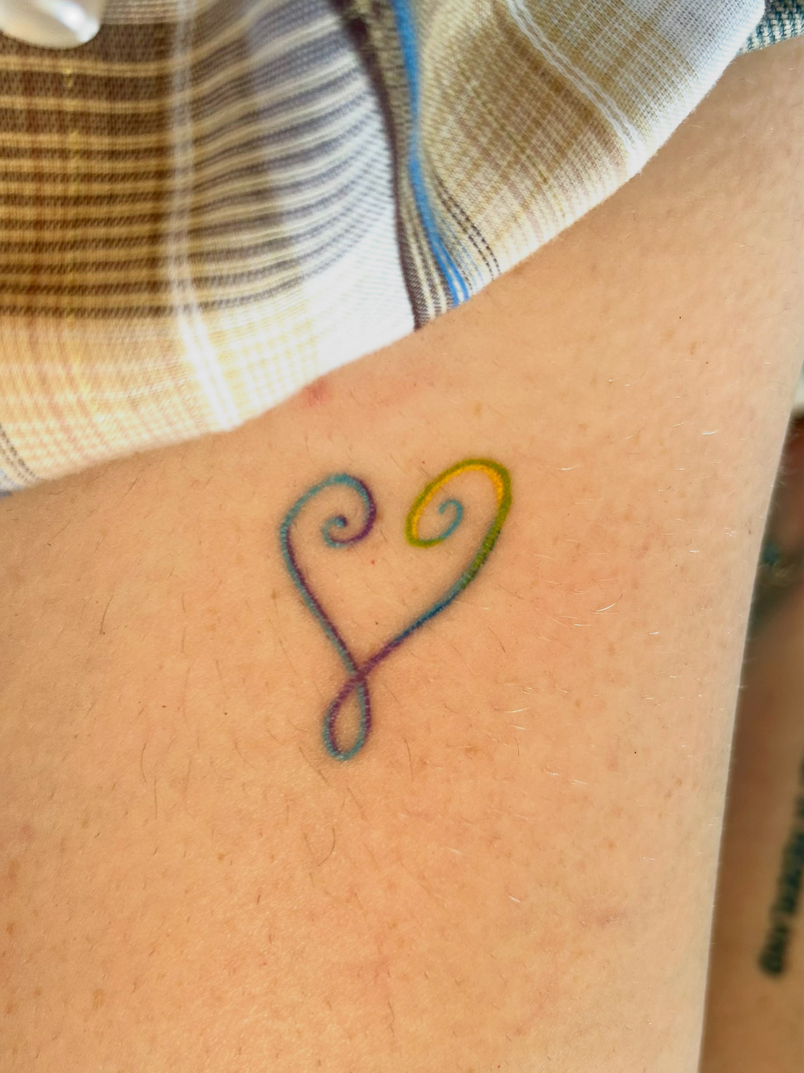 Heart geometric tattoo on the forearm by Nicolette