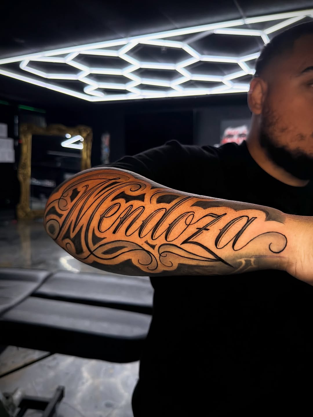 Tattoo by @screwhead_inkz — lettering_script, chicano