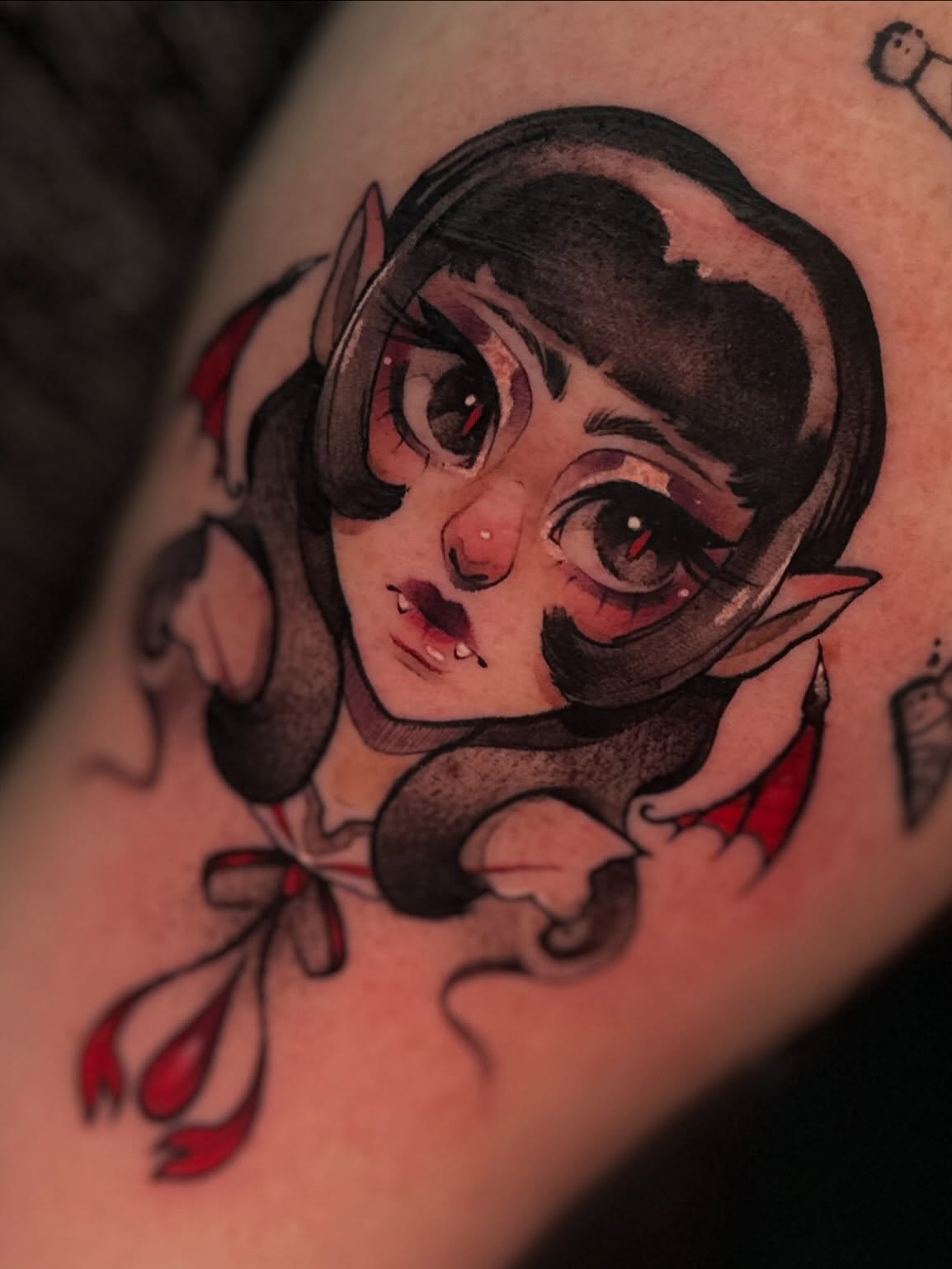 Elf girl American traditional tattoo on the forearm by Mattison Fire 🔥Tallahassee Tattoo Artist