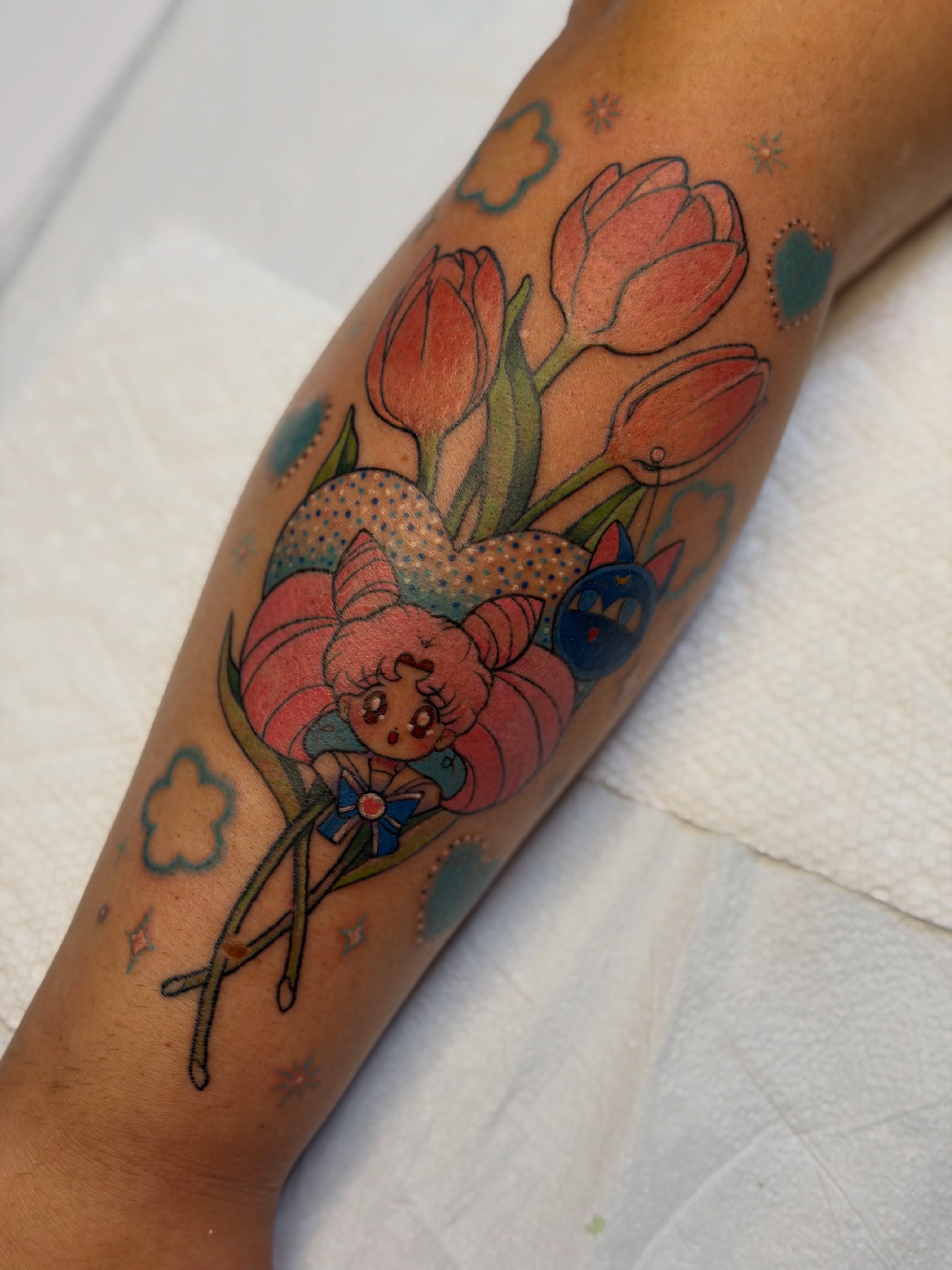 Tattoo by @tattygnatty — dotwork, anime