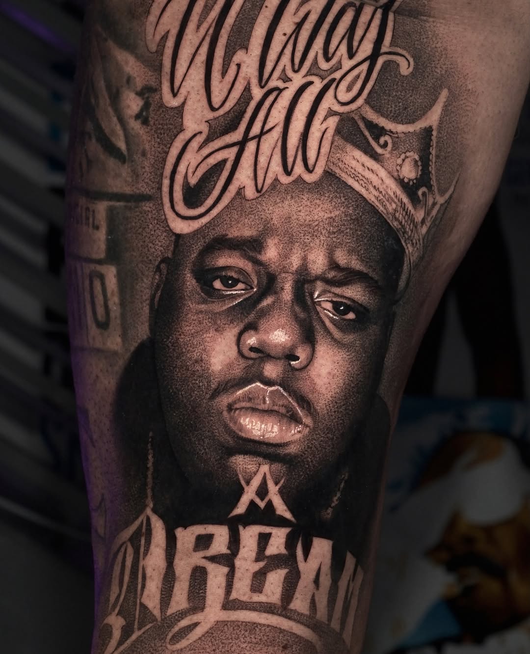 Tattoo by @_escobart — realism, lettering_script