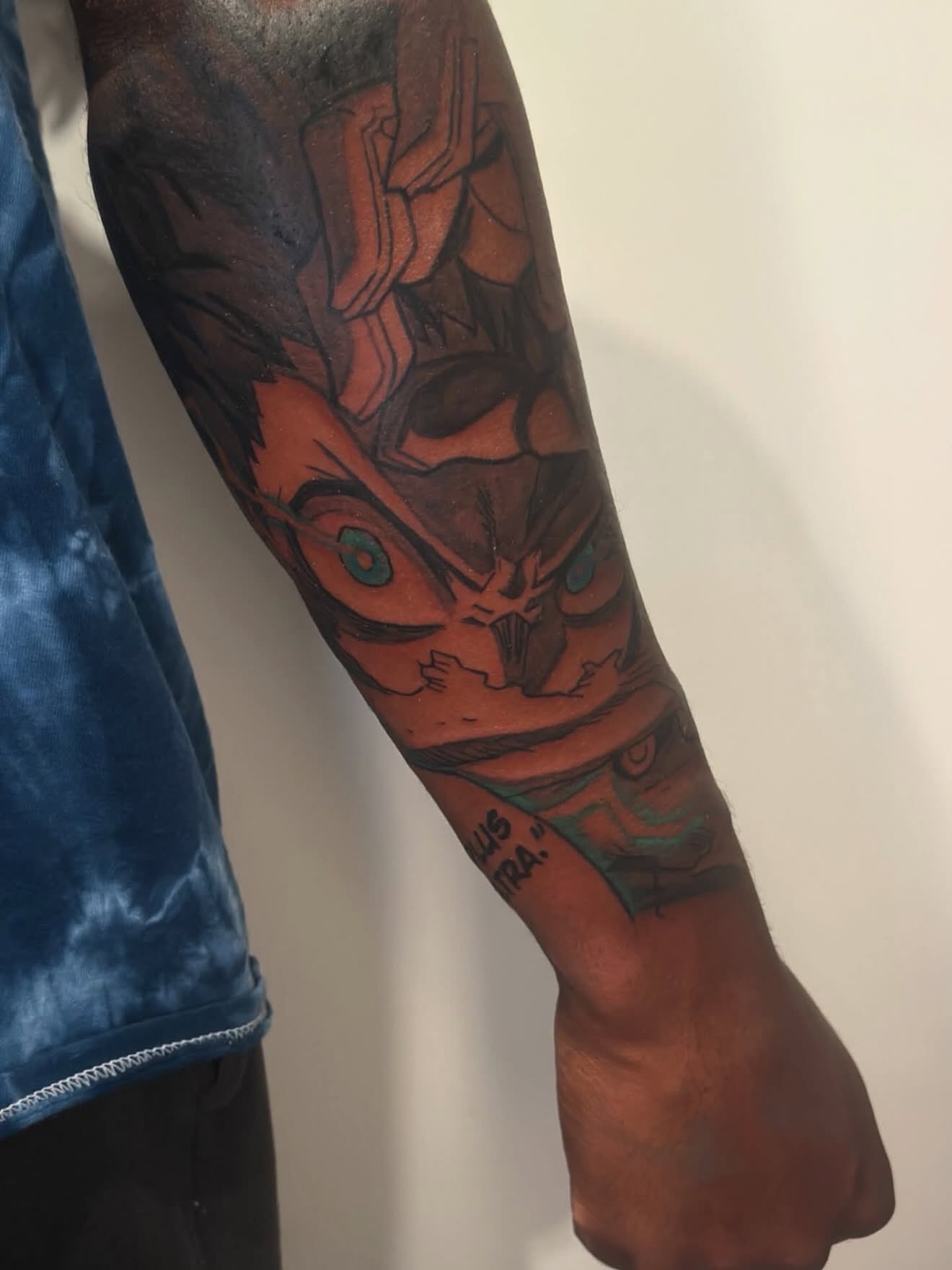 Dragon geometric tattoo on the forearm by Anthony Washington, Atlanta, Georgia