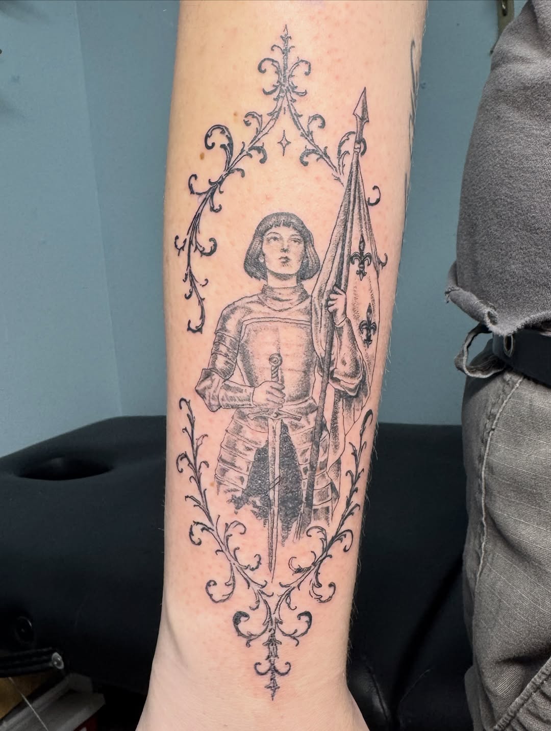 Tattoo by @bluebyrdtattoos — illustrative, black_and_grey