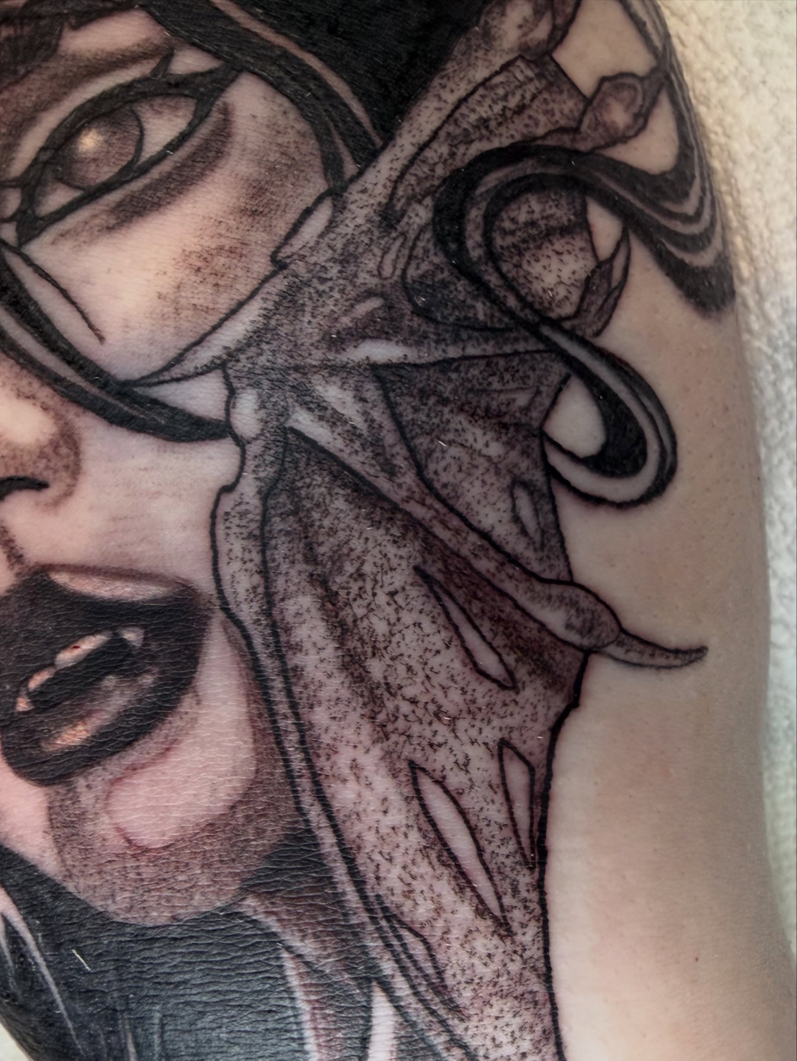 Woman's face realism tattoo on the forearm by Calen Copeland