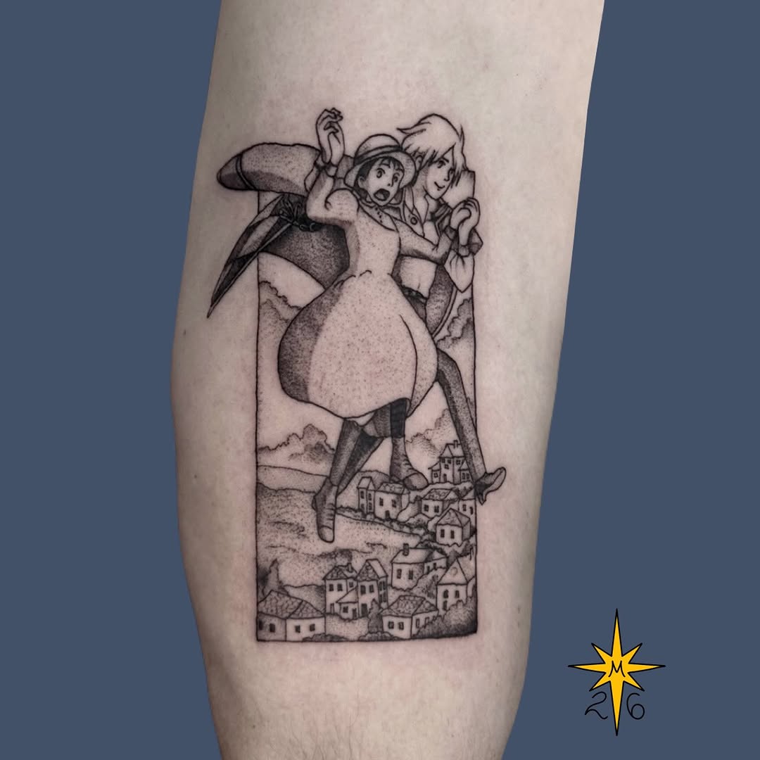 Tattoo by @maddstatts โ anime, black_and_grey