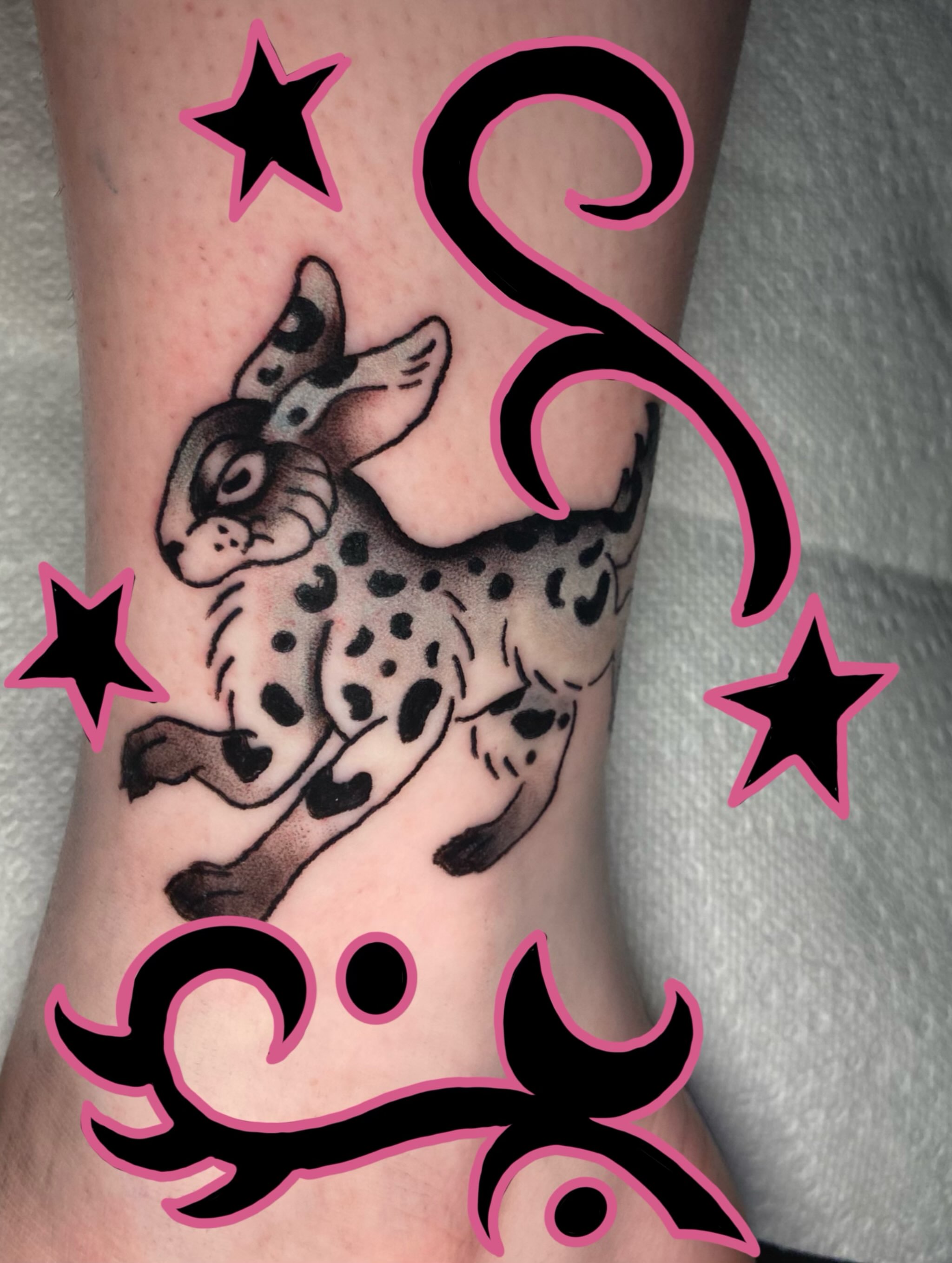 Cheetah black and grey tattoo on the forearm by 🐆Cam Feral Tattoos