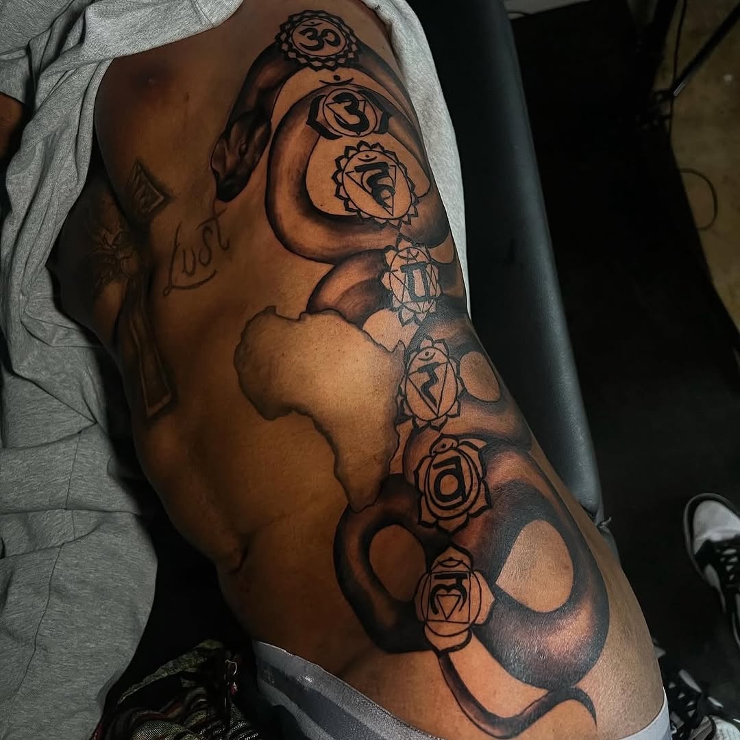Tattoo by @redinkdtattoos — black_and_grey, geometric