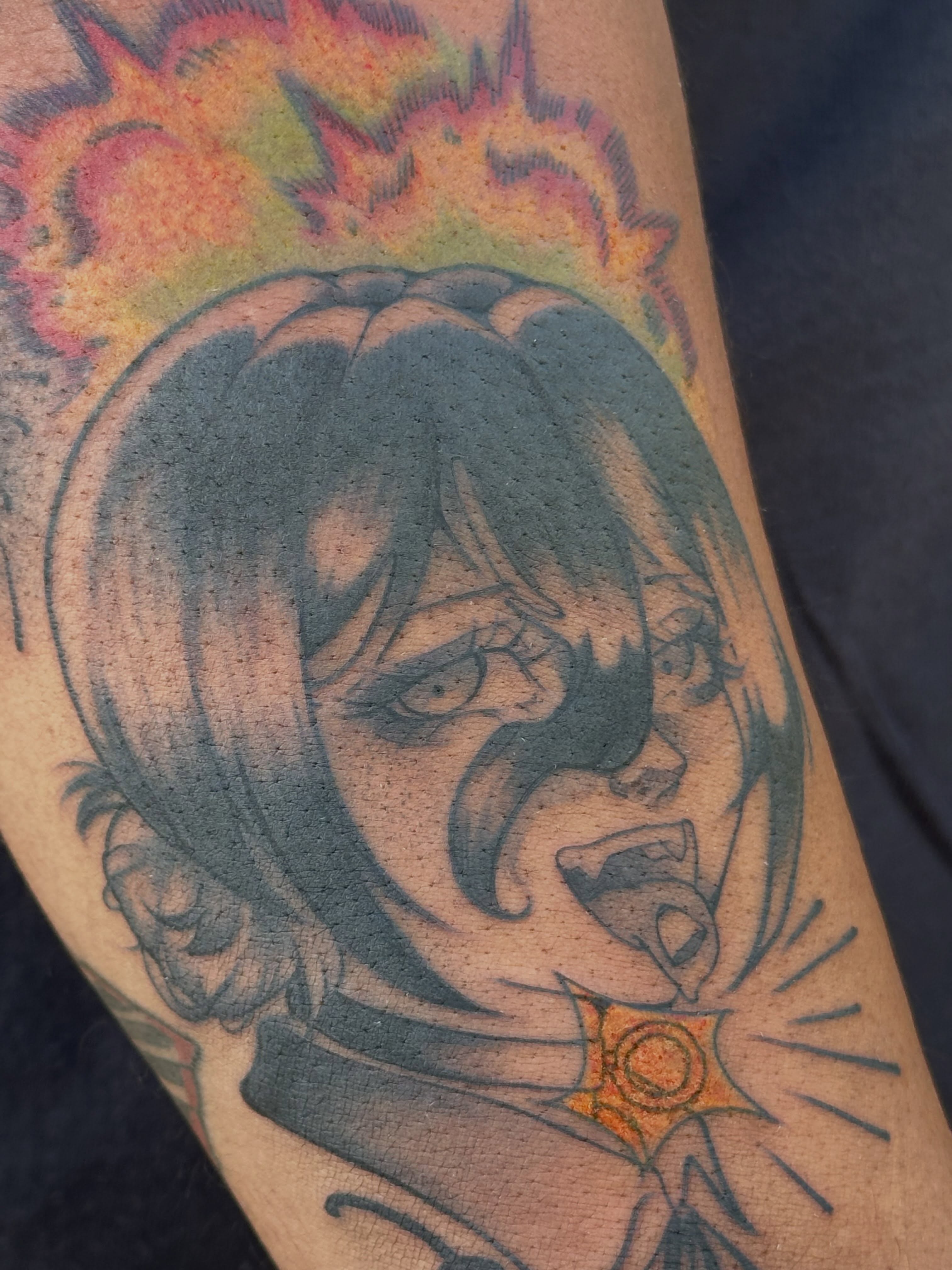 Angry man realism tattoo on the forearm by 𝔅𝔞𝔱𝔅𝔬𝔫𝔢 🦇Mariah Hernandez