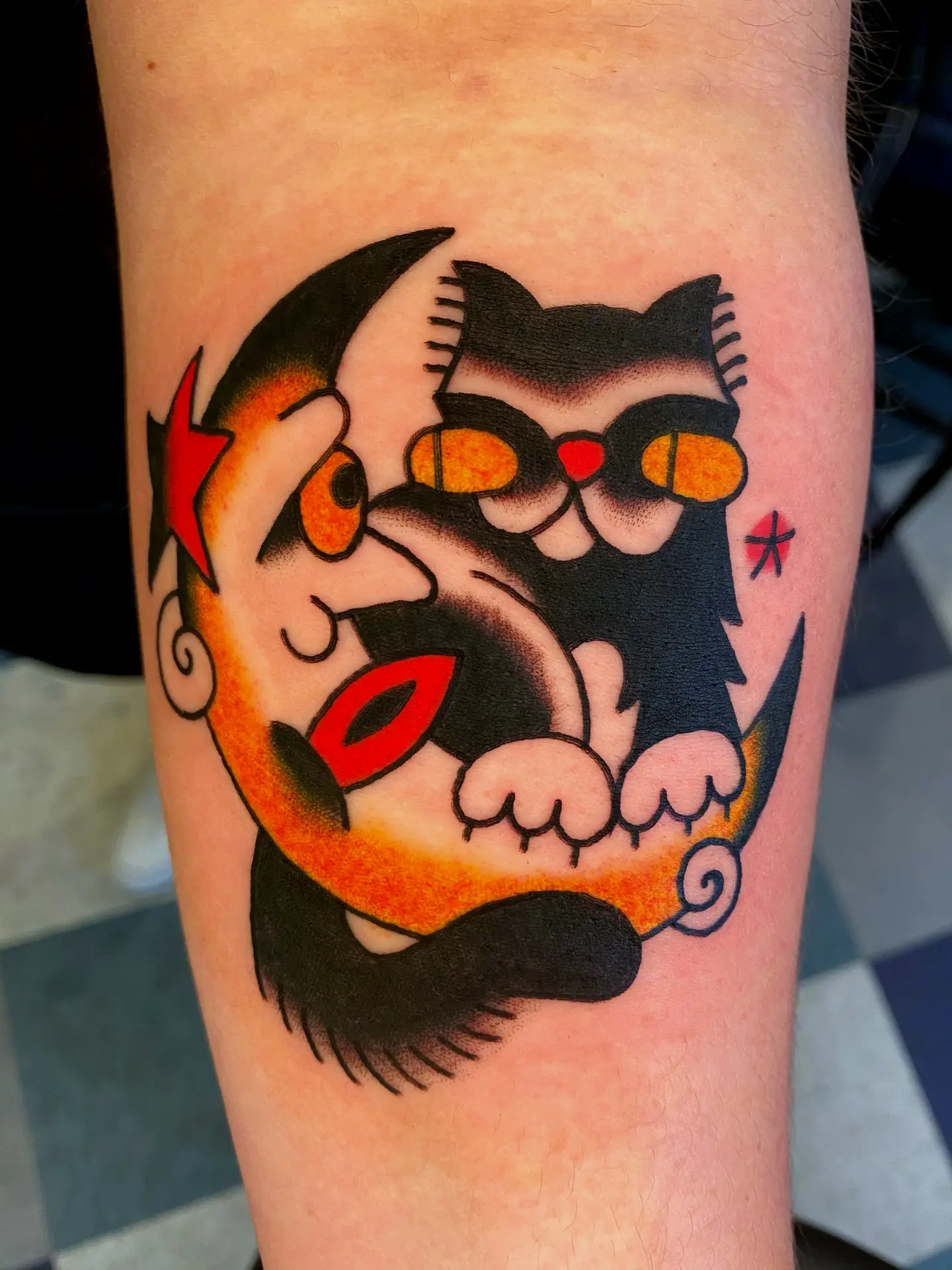 Bulldog American traditional tattoo on the forearm by Quinn, Kansas City, Missouri