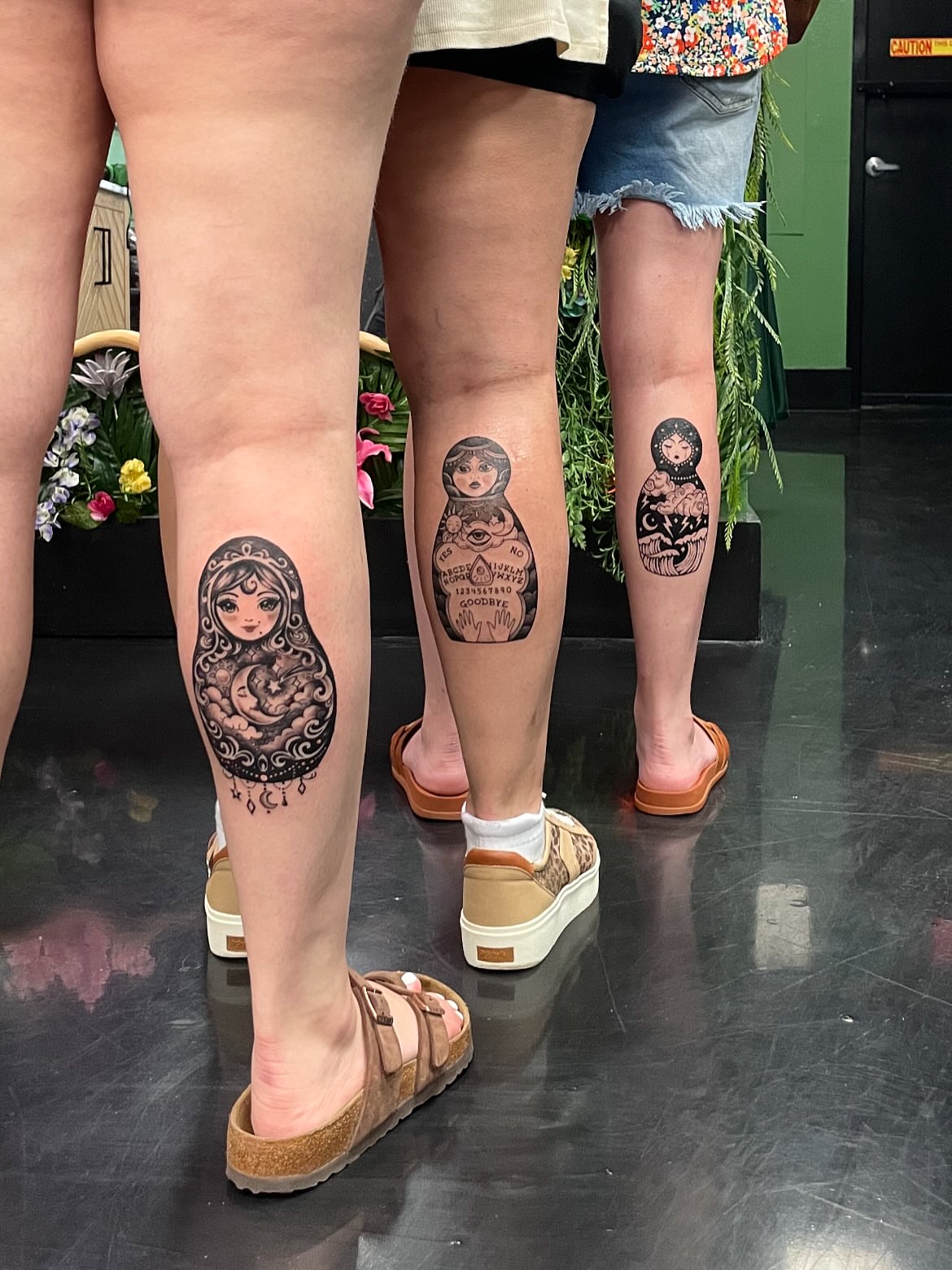 Matryoshka doll black and grey tattoo on the calf by 𝕲𝖗𝖆𝖈𝖊 🥀 ᴛᴀᴛᴛᴏᴏ