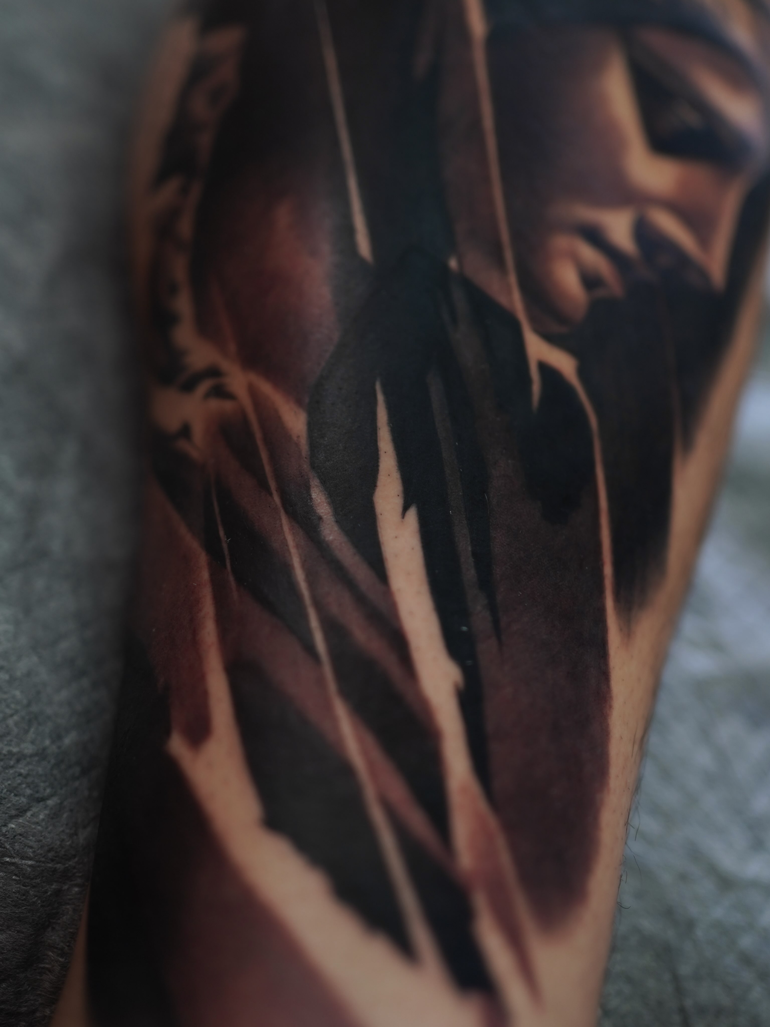 Tattoo by @fabio_tattooartist — black_and_grey, dark_realism