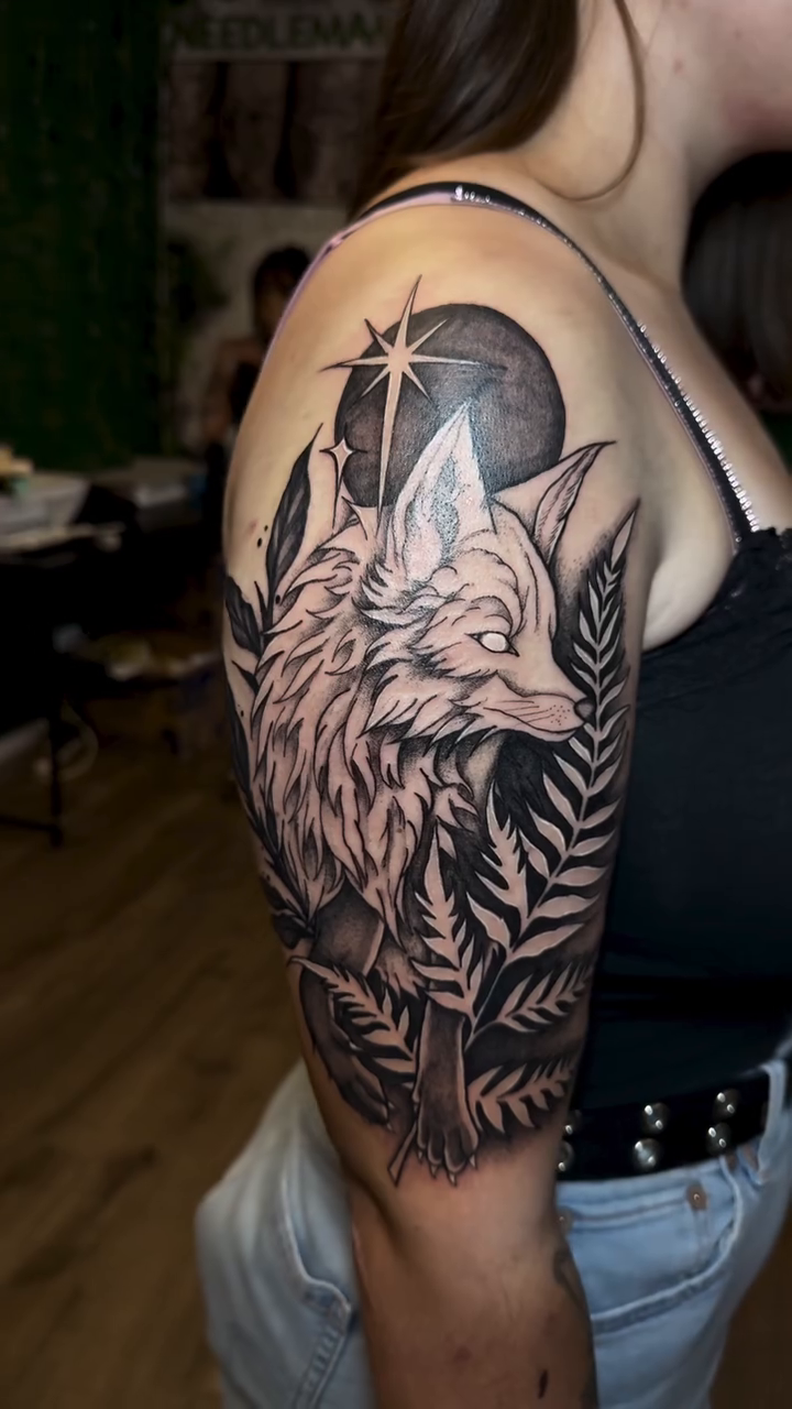 Tattoo by @needlemami — black_and_grey, realism