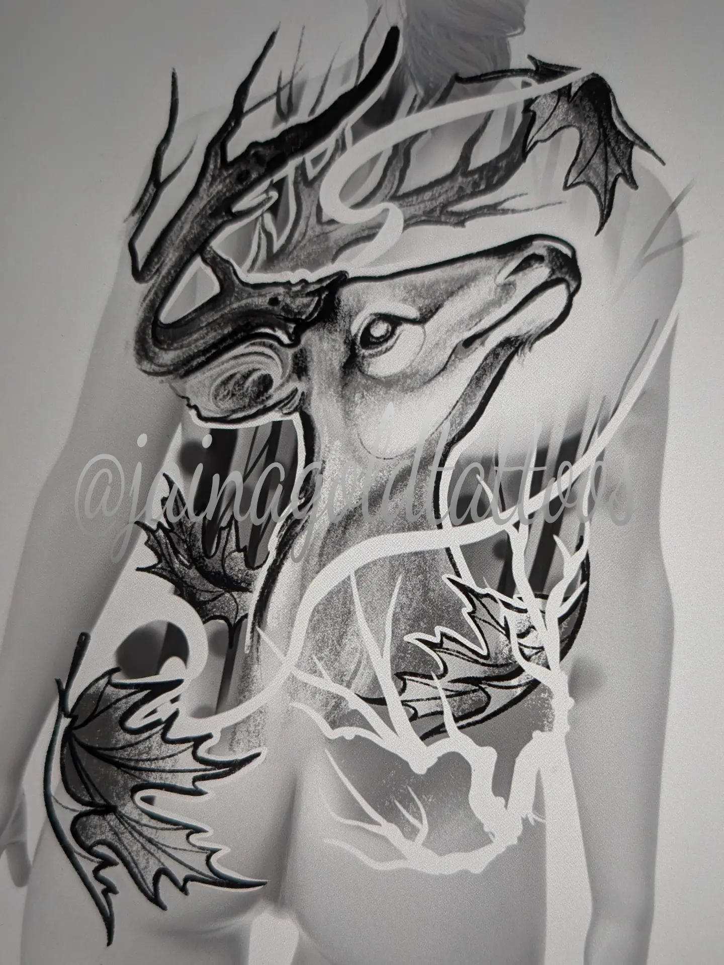 Tattoo by @jainagoldtattoos — black_and_grey, realism
