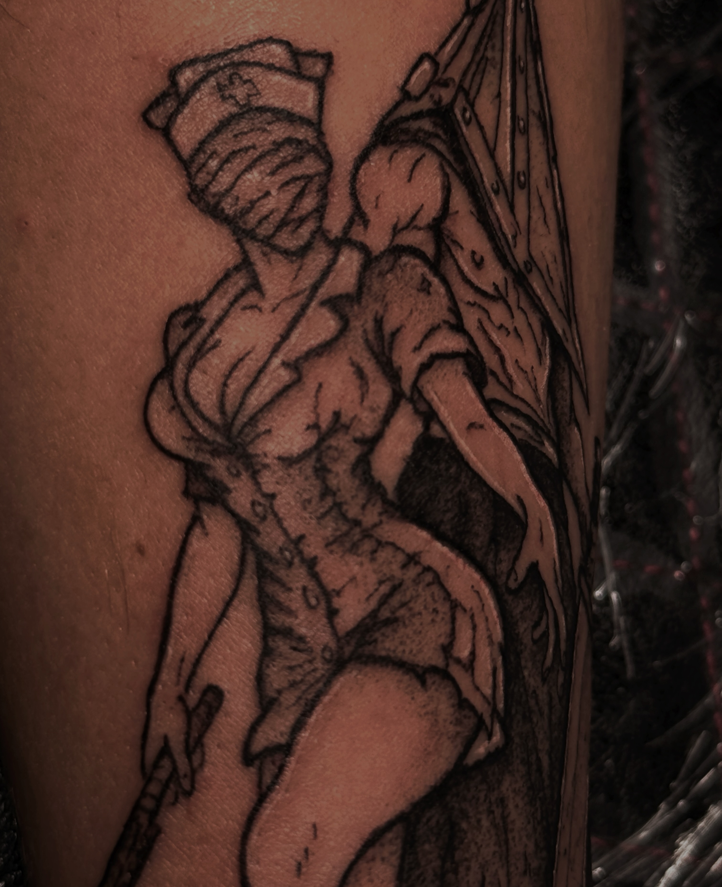 Angelic figure black and grey tattoo on the forearm by Kaylee Castleton, Tooele, Utah