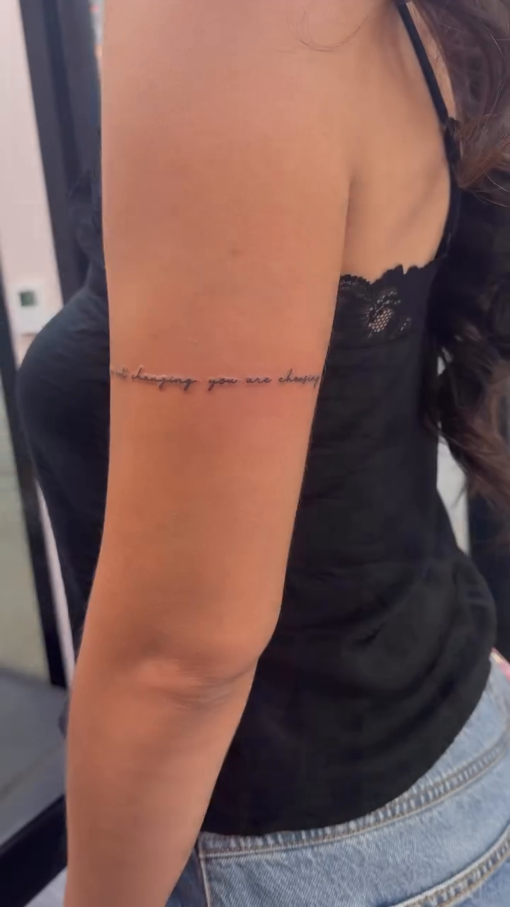 Tattoo by @flawlesssymmetry — lettering_script, fine_line
