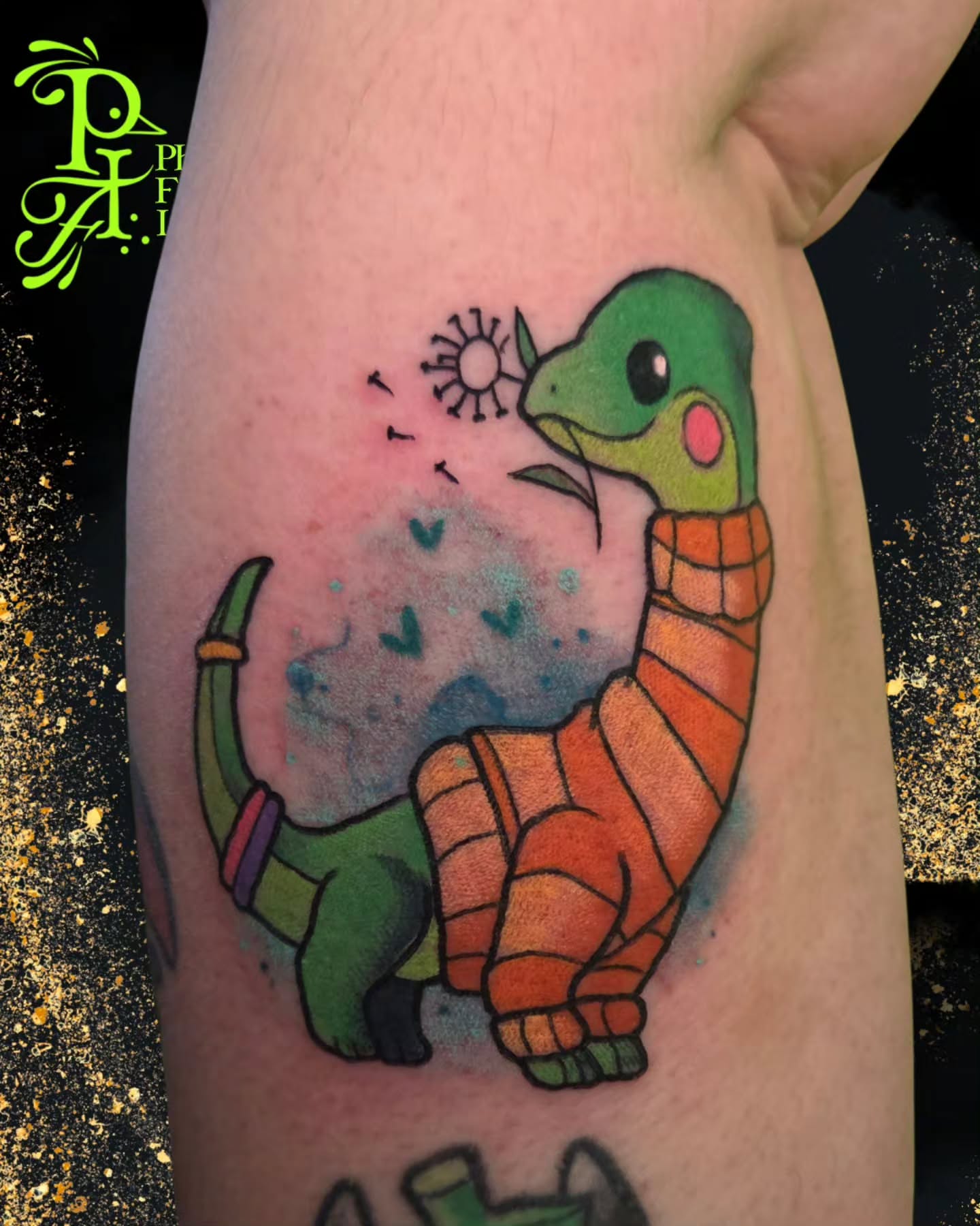 Tattoo by @phoenixfyreinkery — dotwork, watercolor