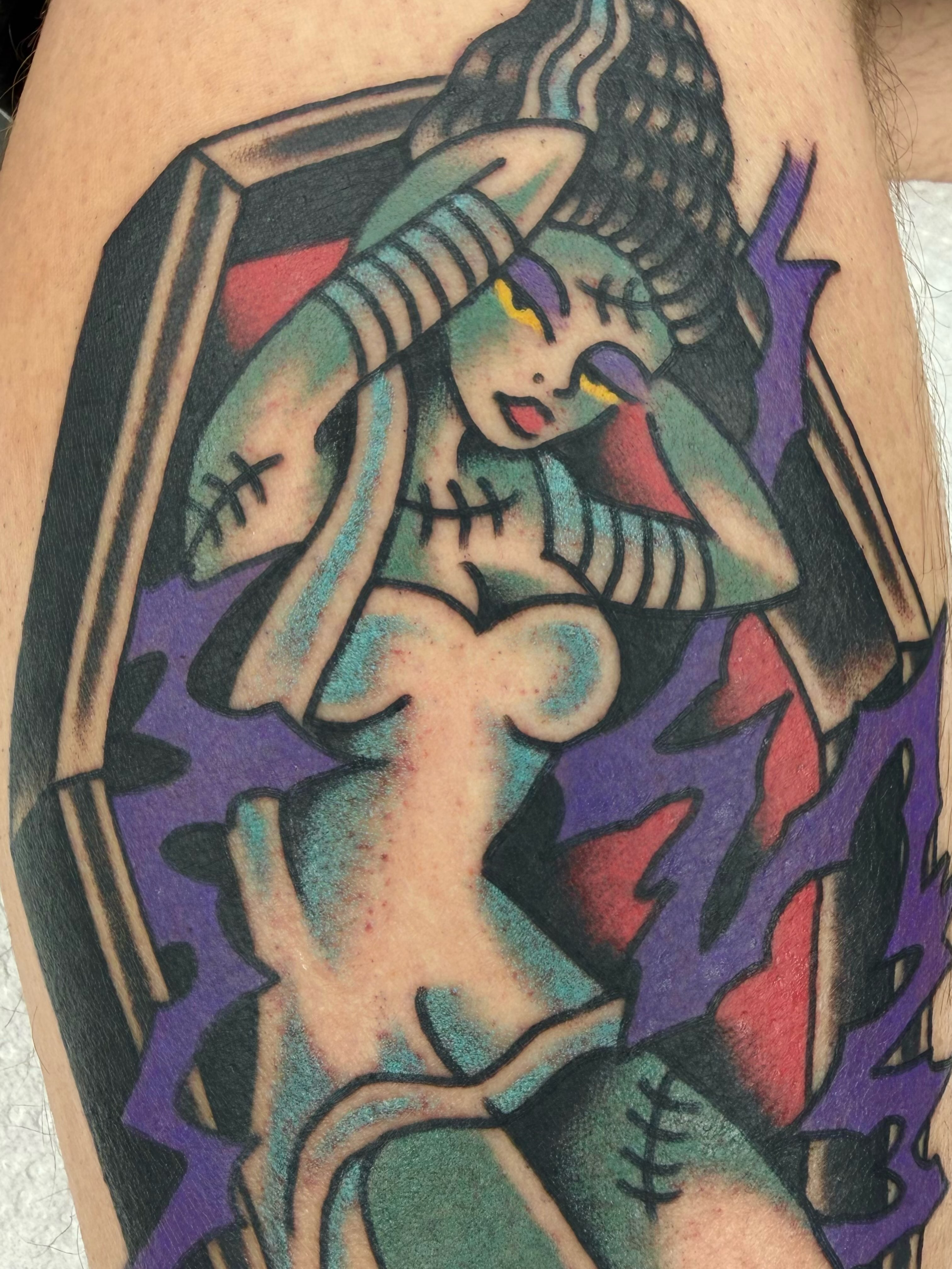 Doll American traditional tattoo on the forearm by ༺tessa༻