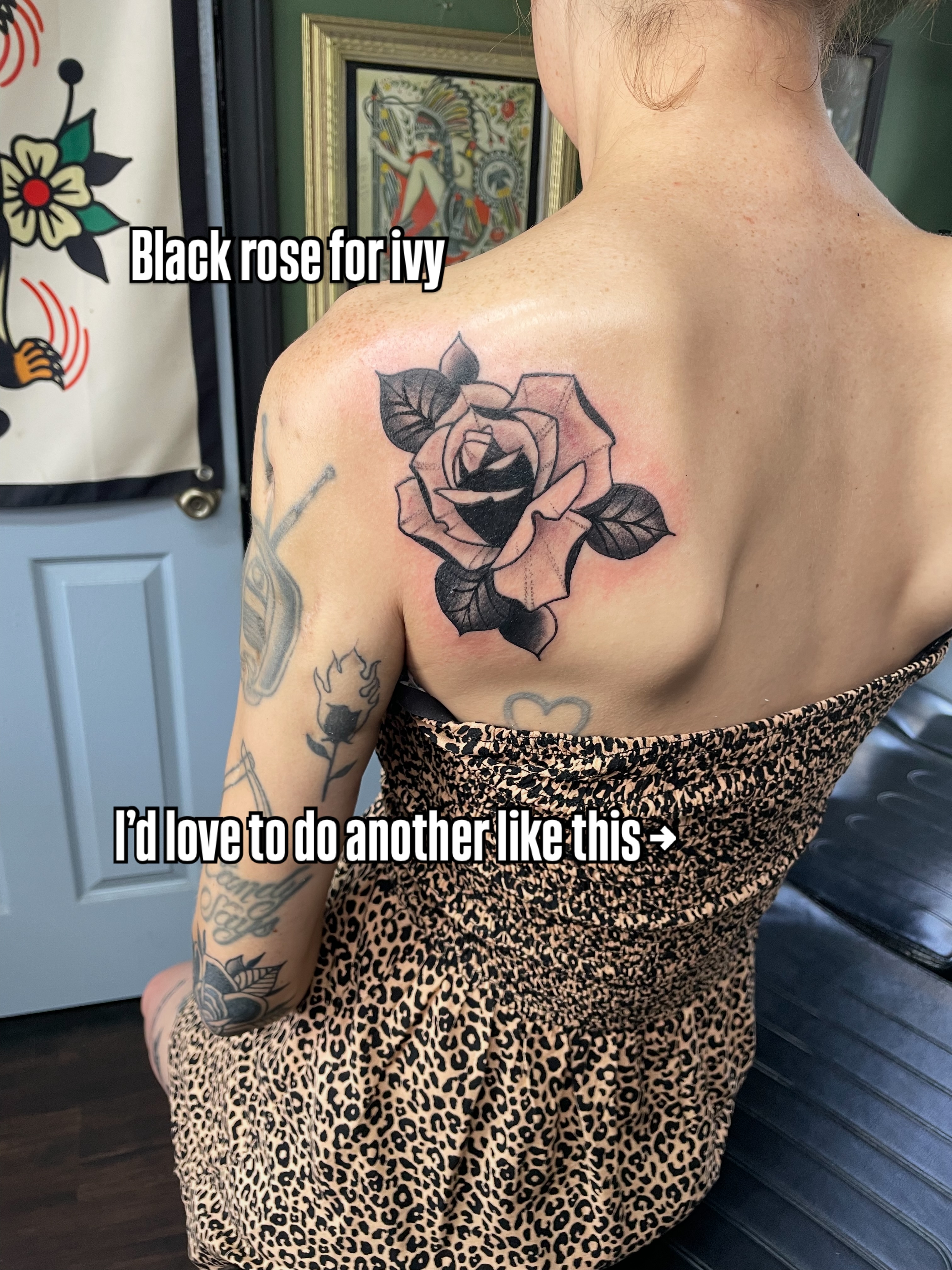 Black rose black and grey tattoo on the back by San Diego Tattoo Artist