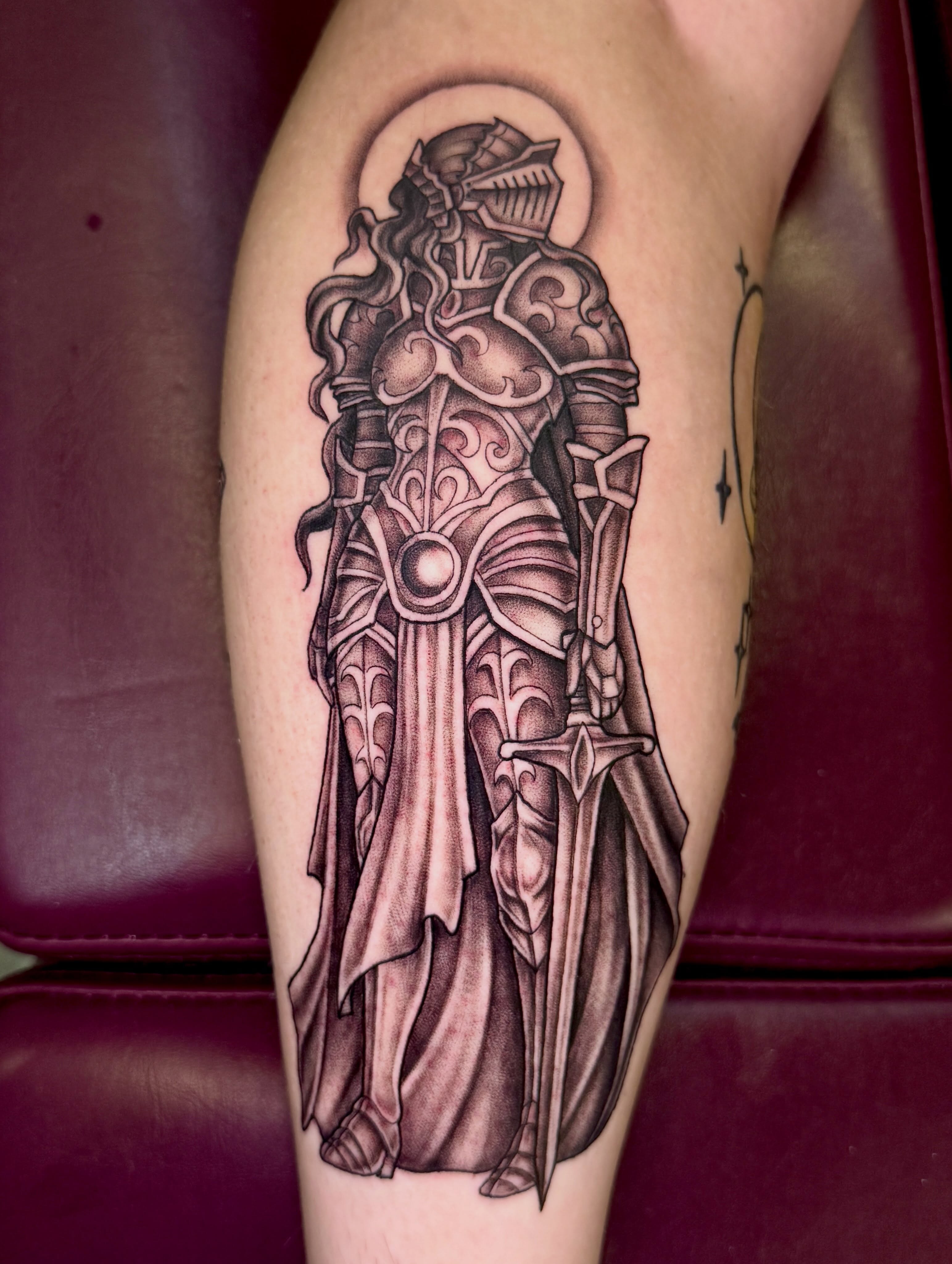 Warrior black and grey tattoo on the thigh by πβ¨ππ₯π’π©ππΆ β¨π