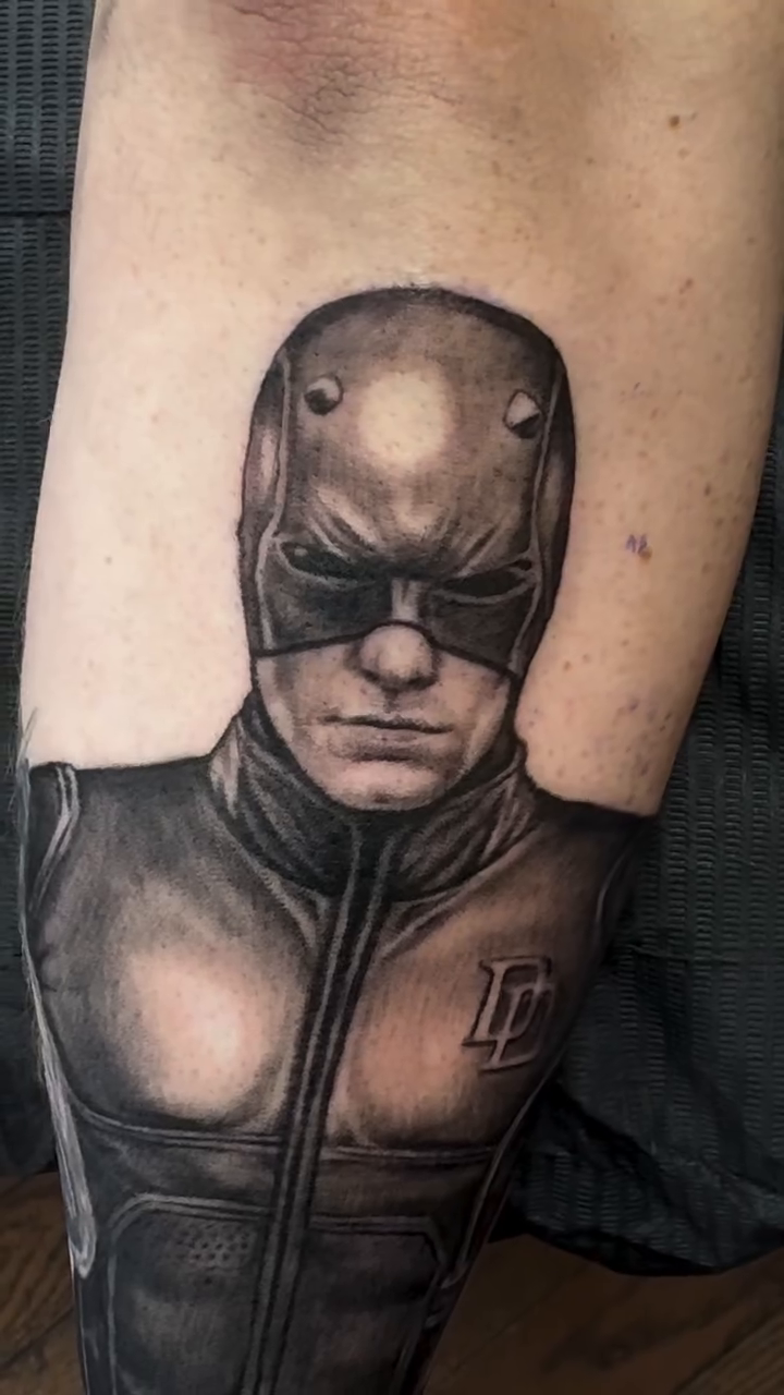 Daredevil realism tattoo by Hori Shit