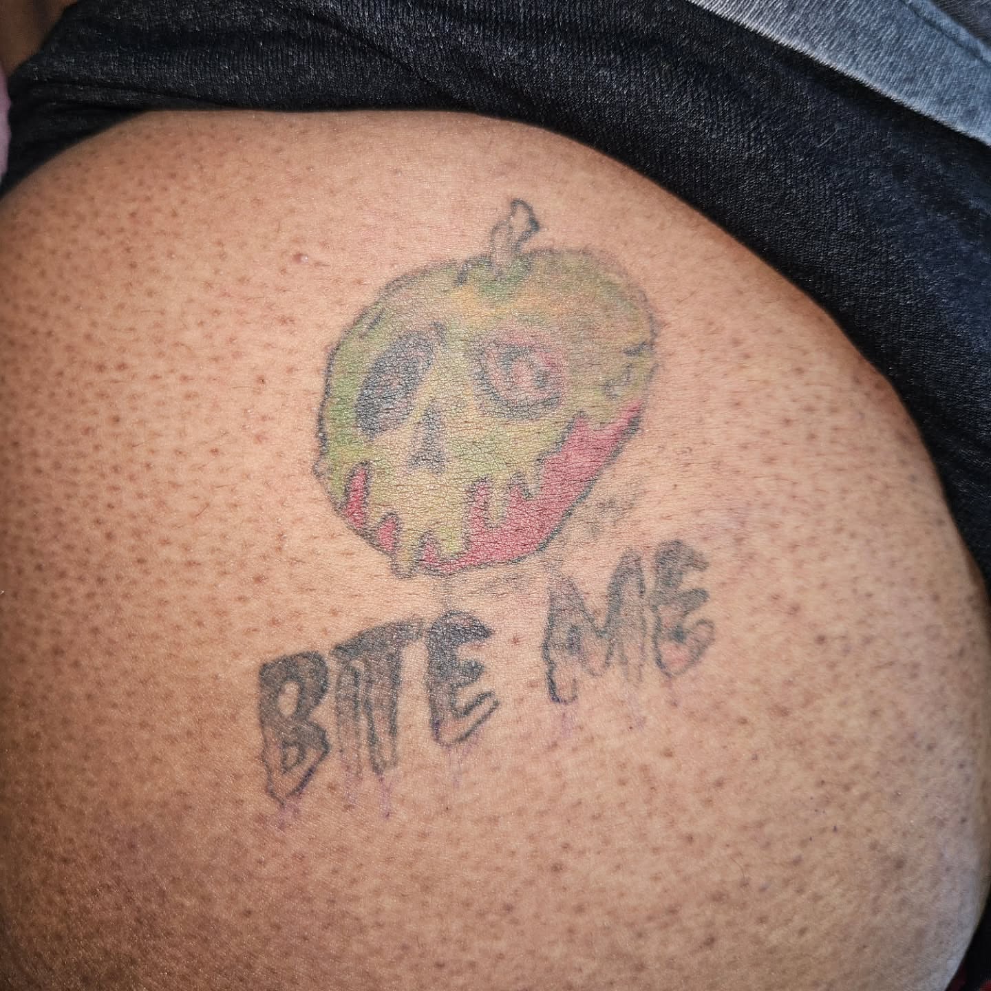 Poison apple dotwork tattoo on the torso by Mischief π€