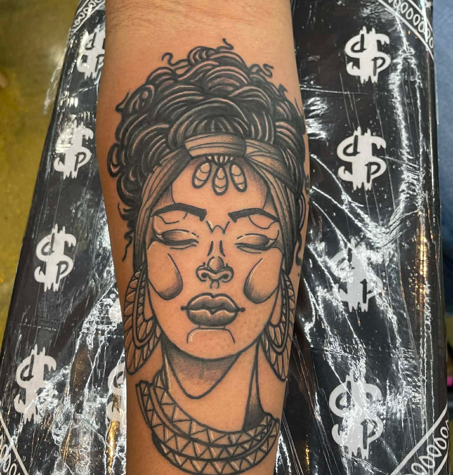 Tattoo by @thablackbradpitt — black_and_grey