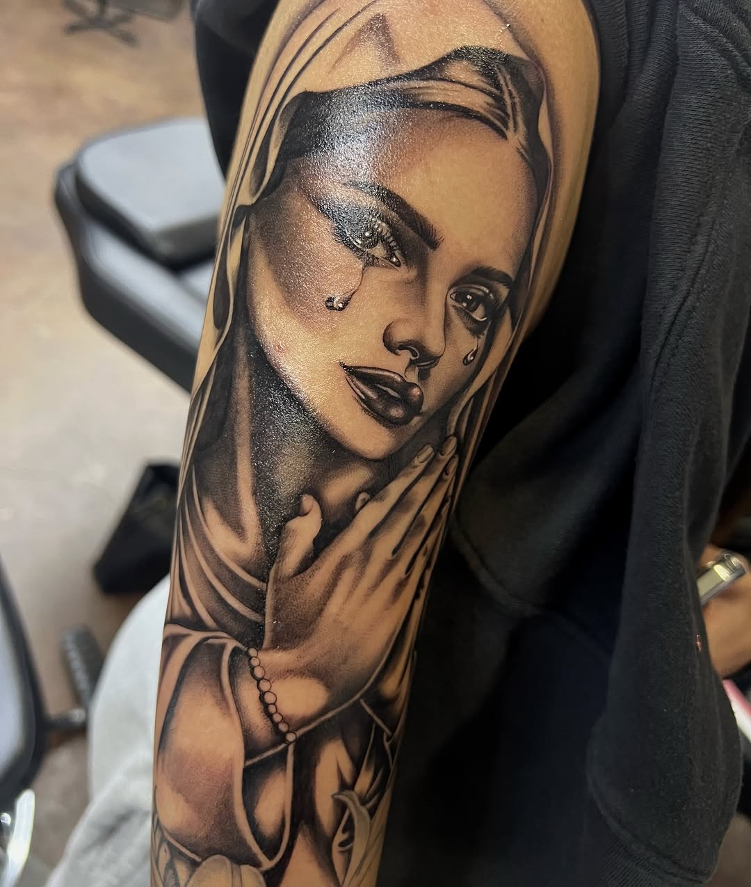 Tattoo by @dvminiquex โ realism, black_and_grey