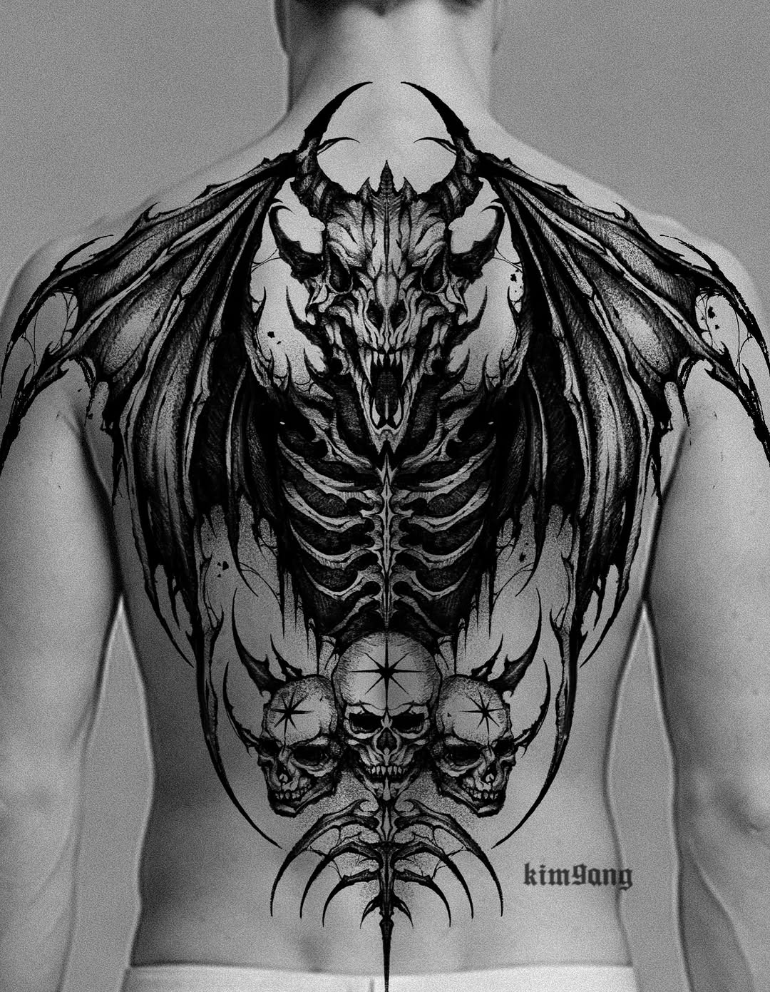 Tattoo by @kim9ang — dark_realism, blackwork