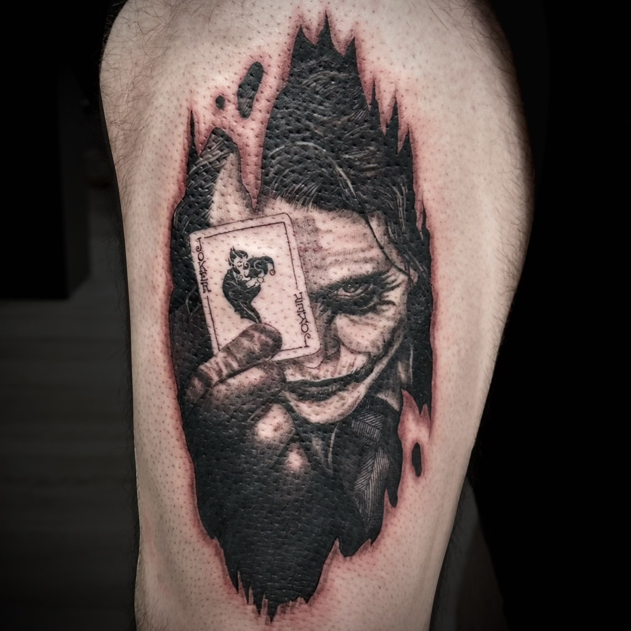 Joker dotwork tattoo on the forearm by 🌜🔮✨Anya Casey✨🔮🌛