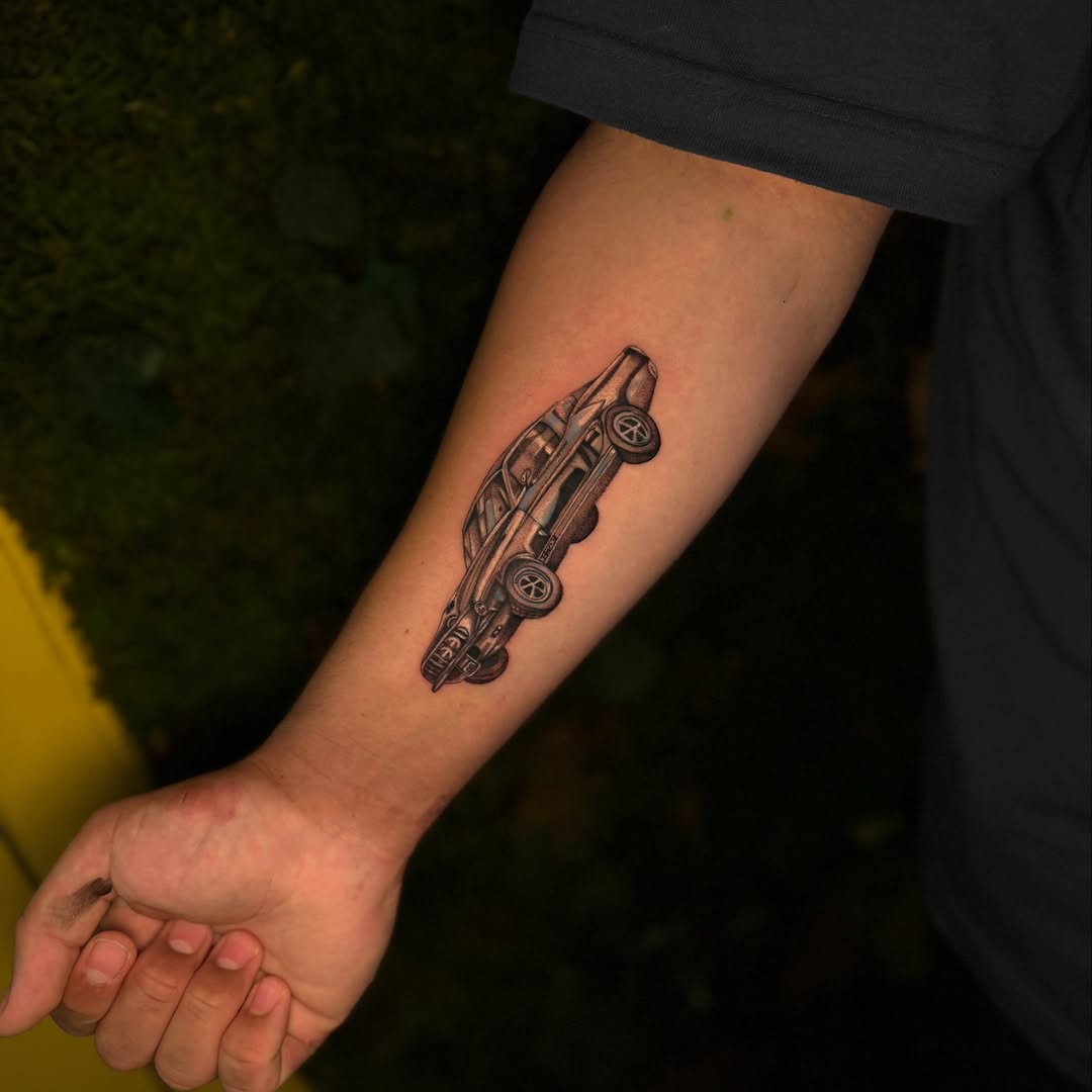 Vintage car Chicano tattoo on the forearm by 🌸Cinthia ちゃん🌹, New York, New York
