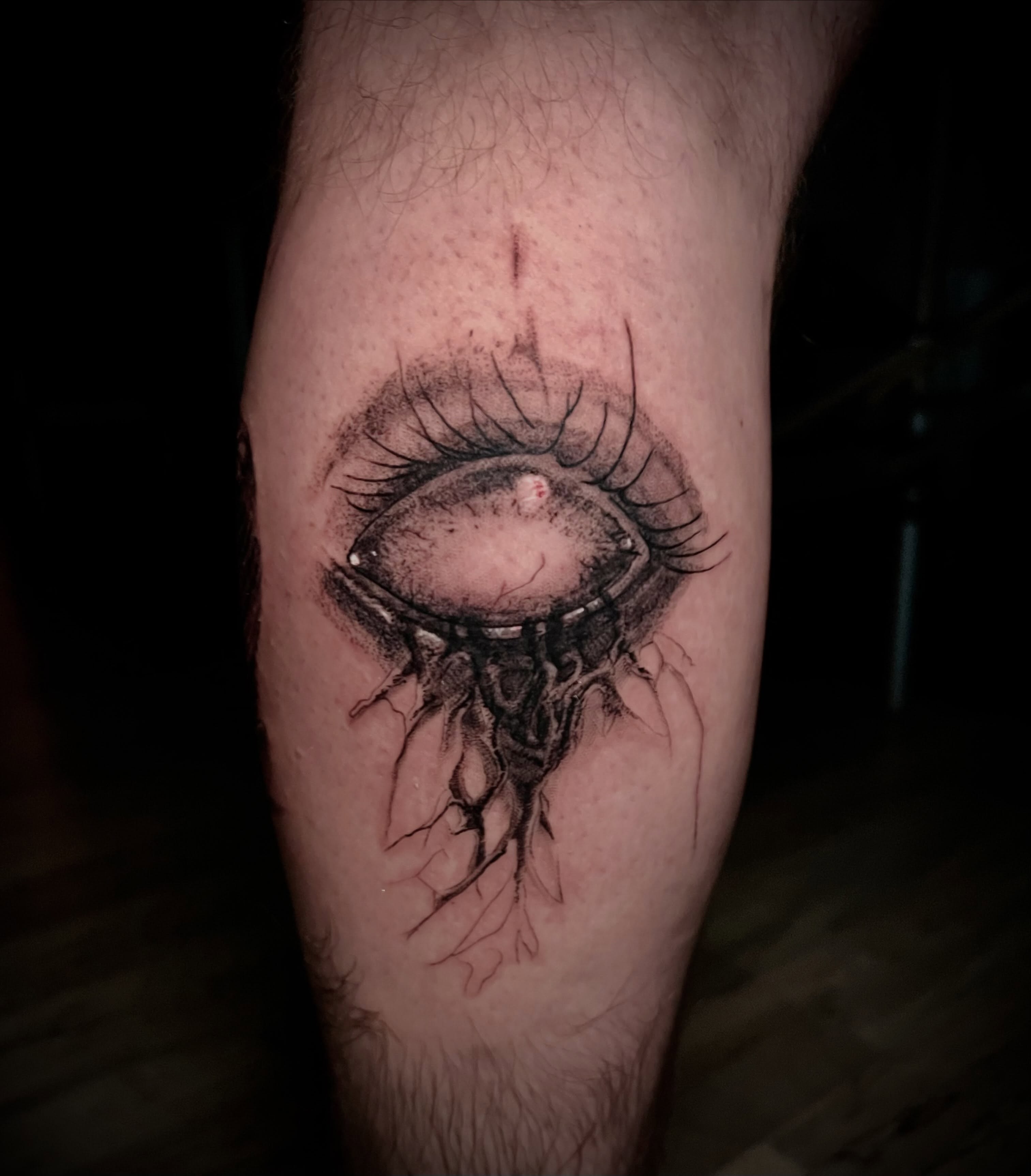Eye realism tattoo on the forearm by James Richardson