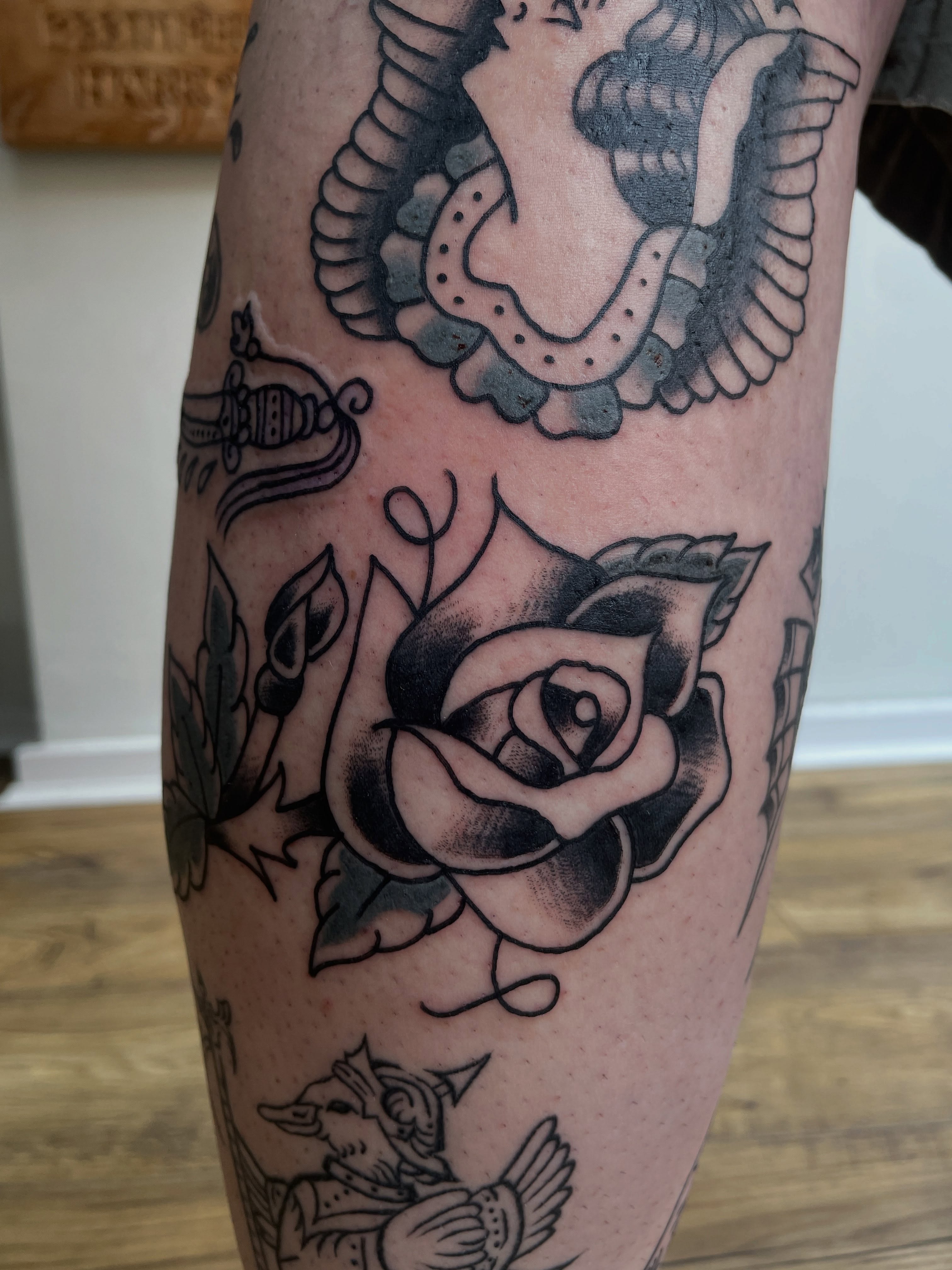 Tattoo by @trad_townsend — american_traditional, black_and_grey