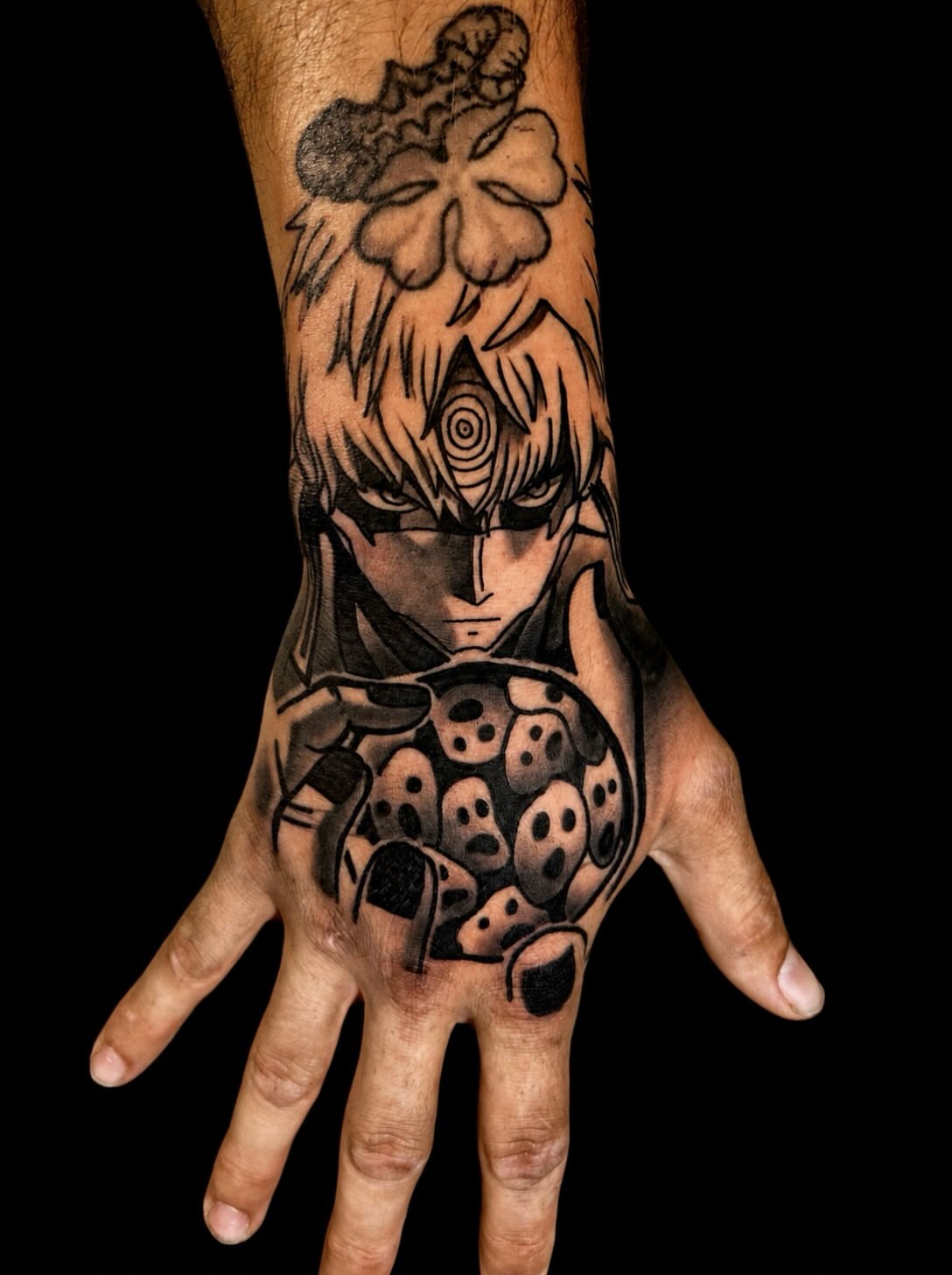 Anime character anime tattoo on the hand by Austin Young
