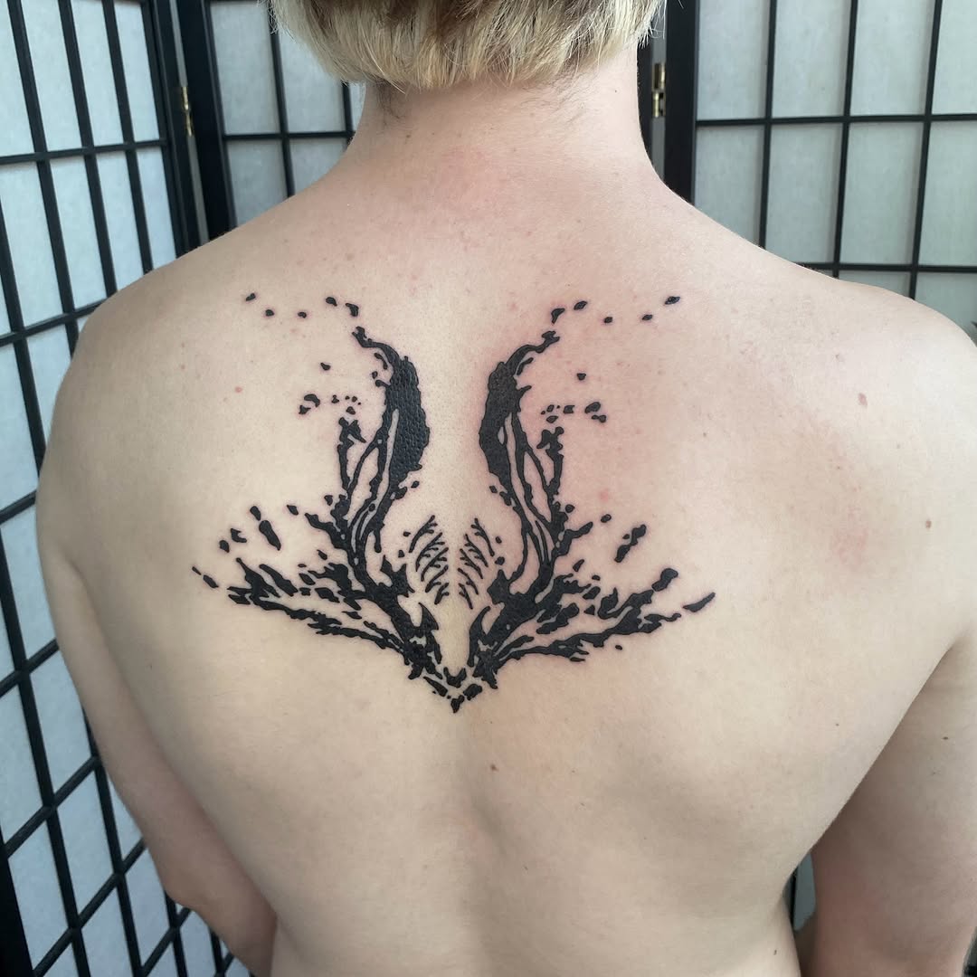 Tattoo by @woodniptat — blackwork, dotwork