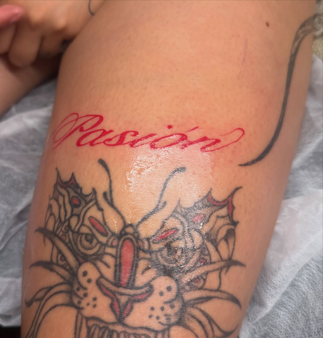 Dragon American traditional tattoo on the thigh by nova ♡ˎˊ˗ tattoo apprentice