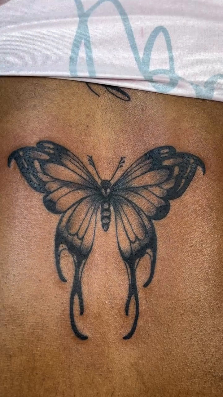 Butterfly fine line tattoo by 216 Tattoos 🥰
