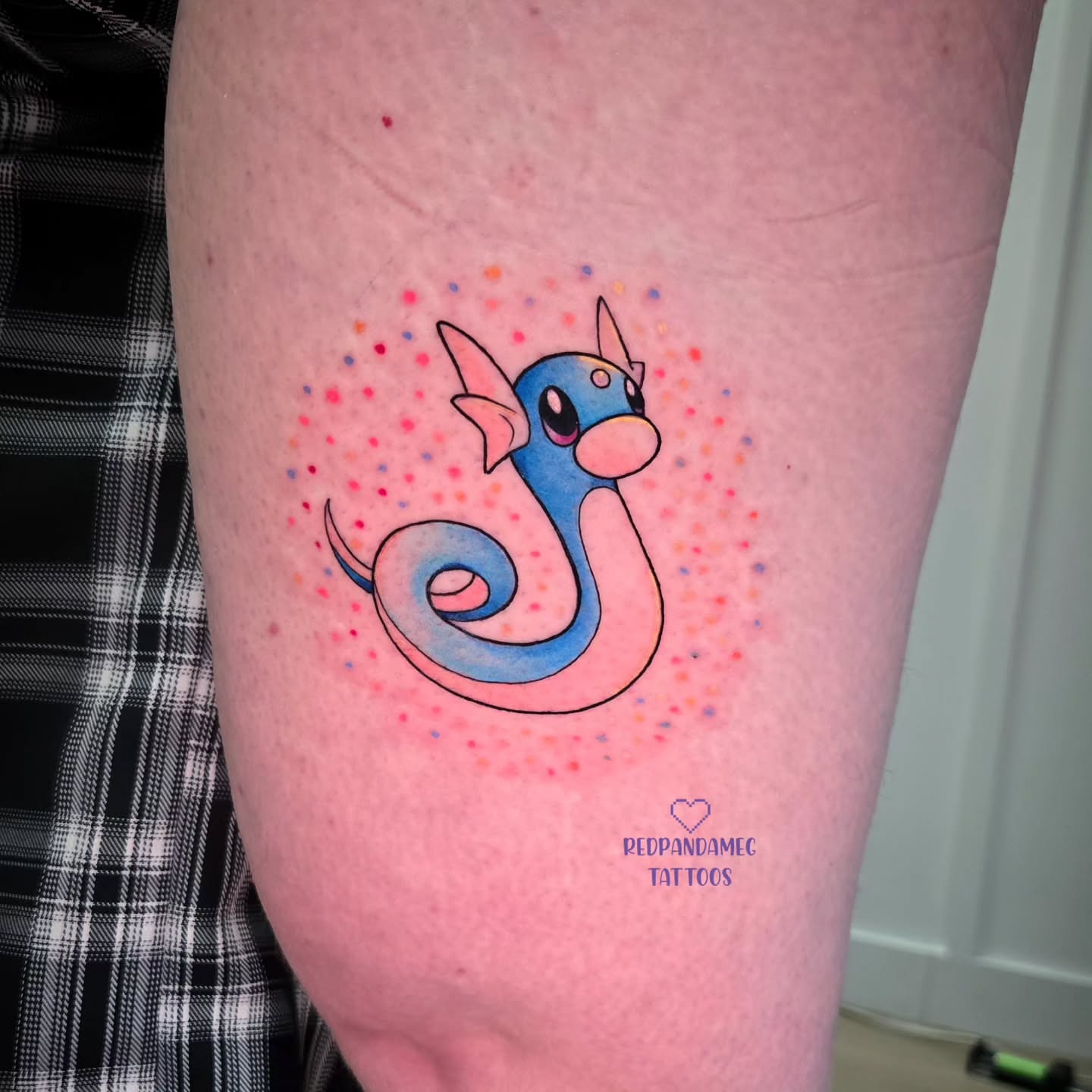 Snake dotwork tattoo on the leg by Meghan Hounsell