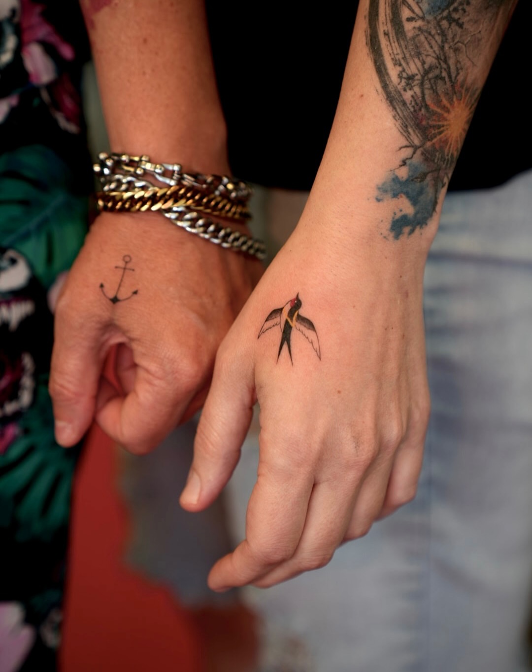 Swallow neo-traditional tattoo on the hand by 🤍 Sarah 🖤