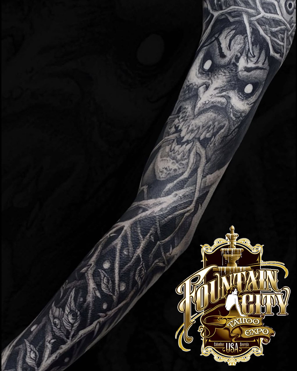 Tattoo by @bloodstonetattoos — dark_realism, black_and_grey