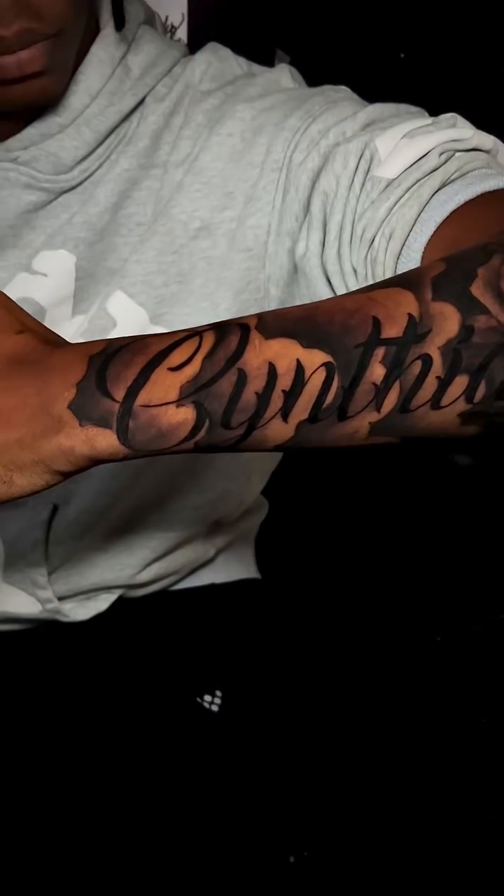 Tattoo by @gustattz_ — lettering_script, black_and_grey