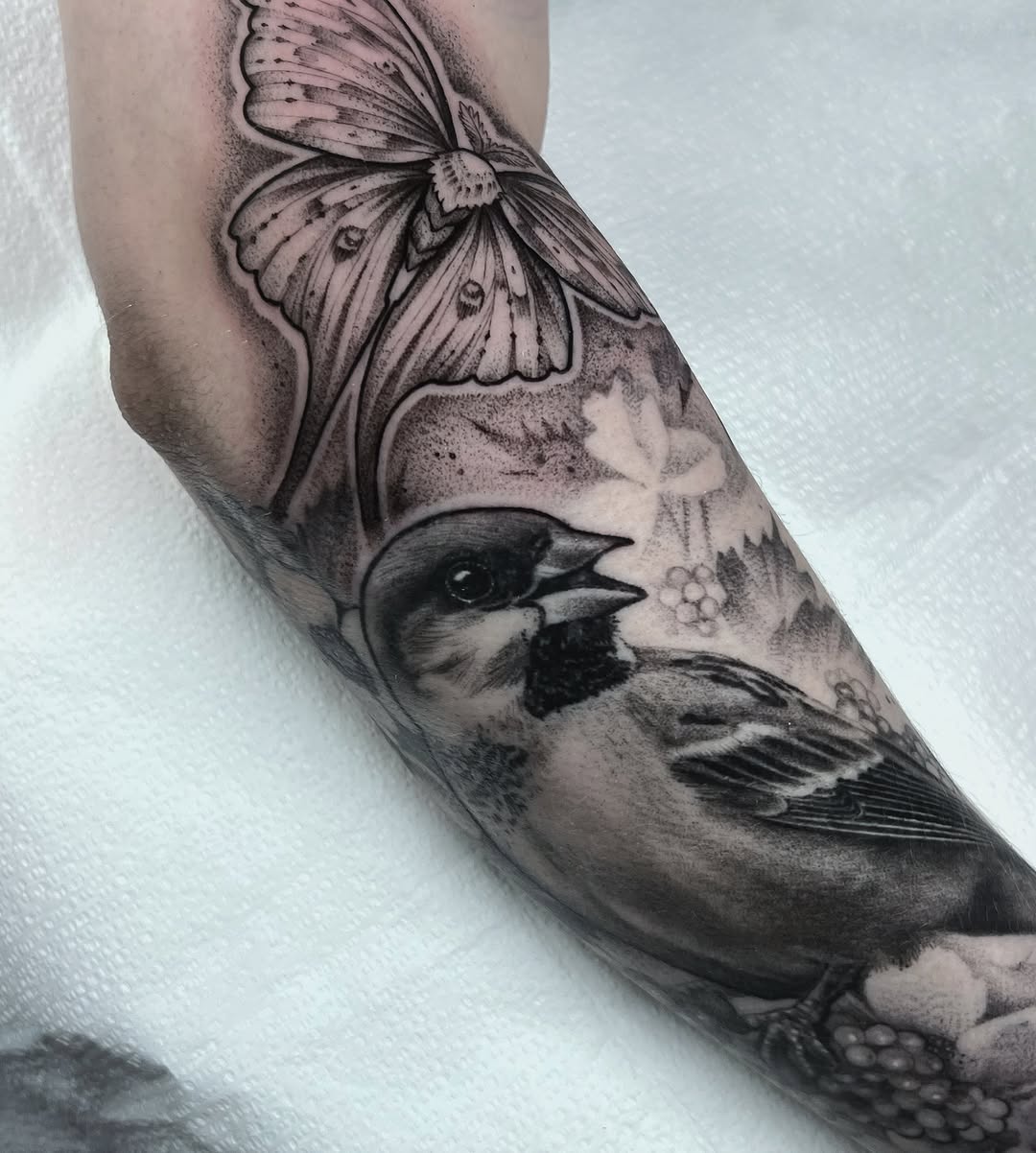 Tattoo by @annawolfftattoos — realism, black_and_grey