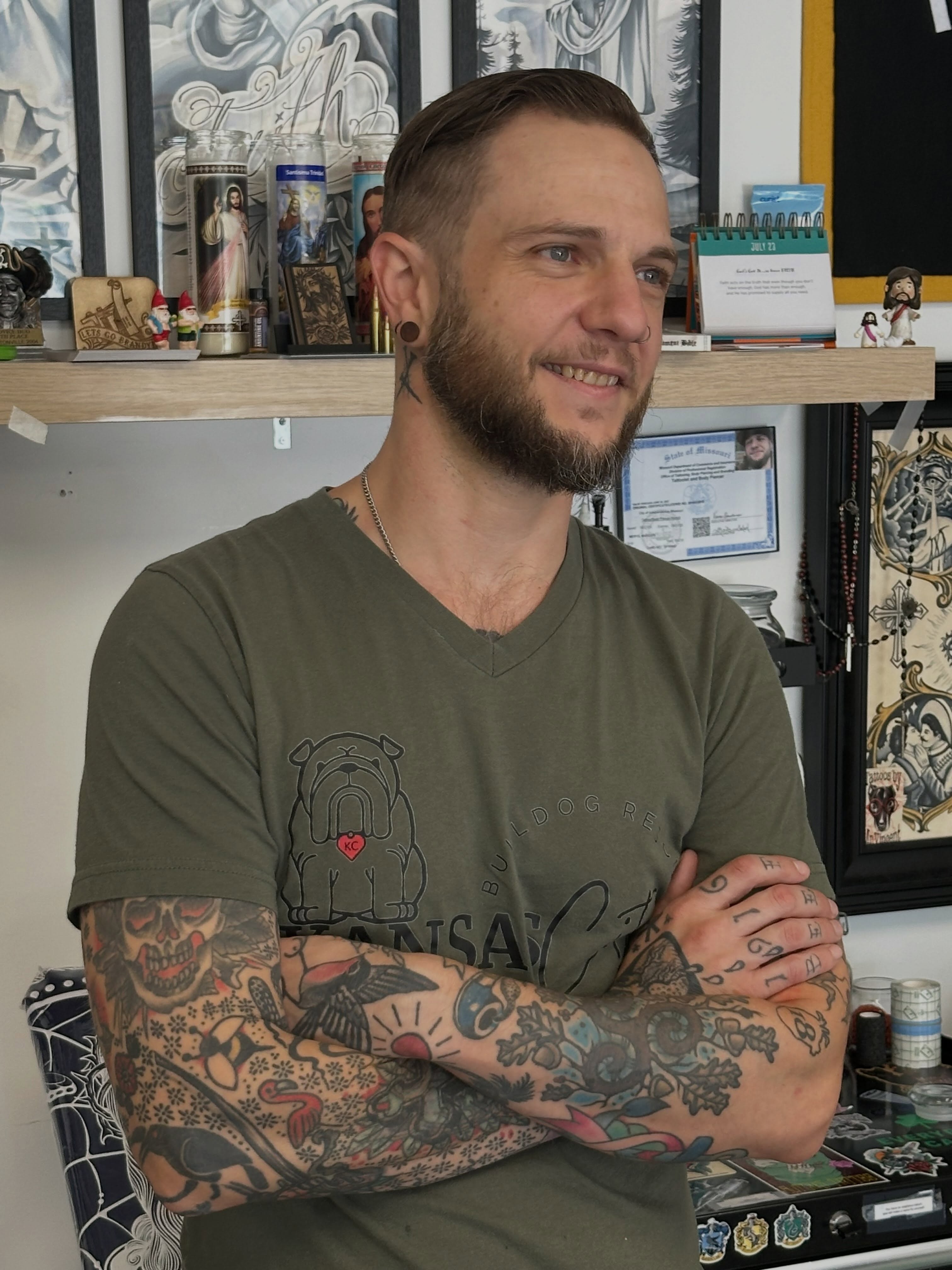 Dog American traditional tattoo on the forearm by Vincent Merys
