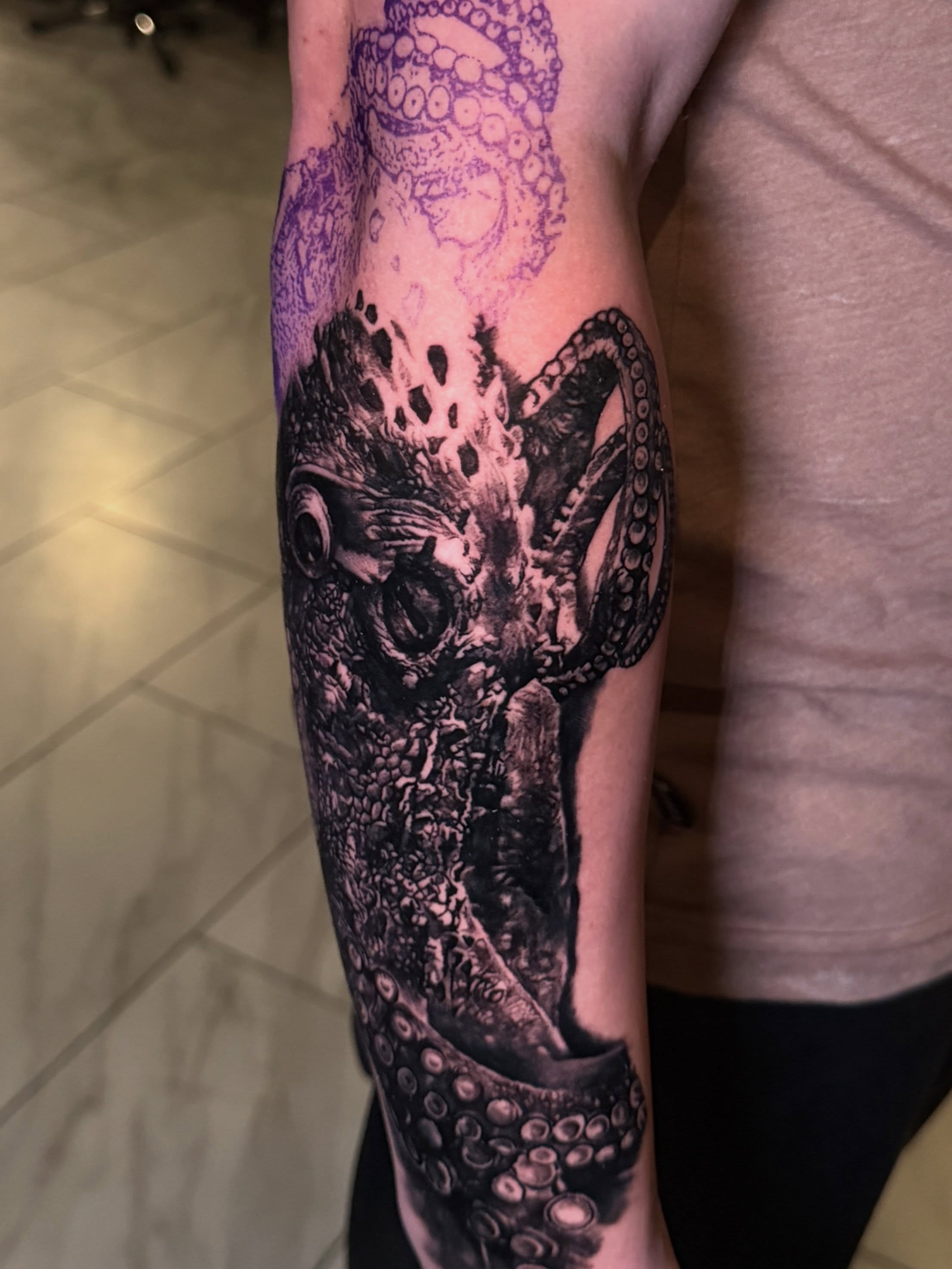 Octopus realism tattoo on the forearm by Chrisjansentattoo