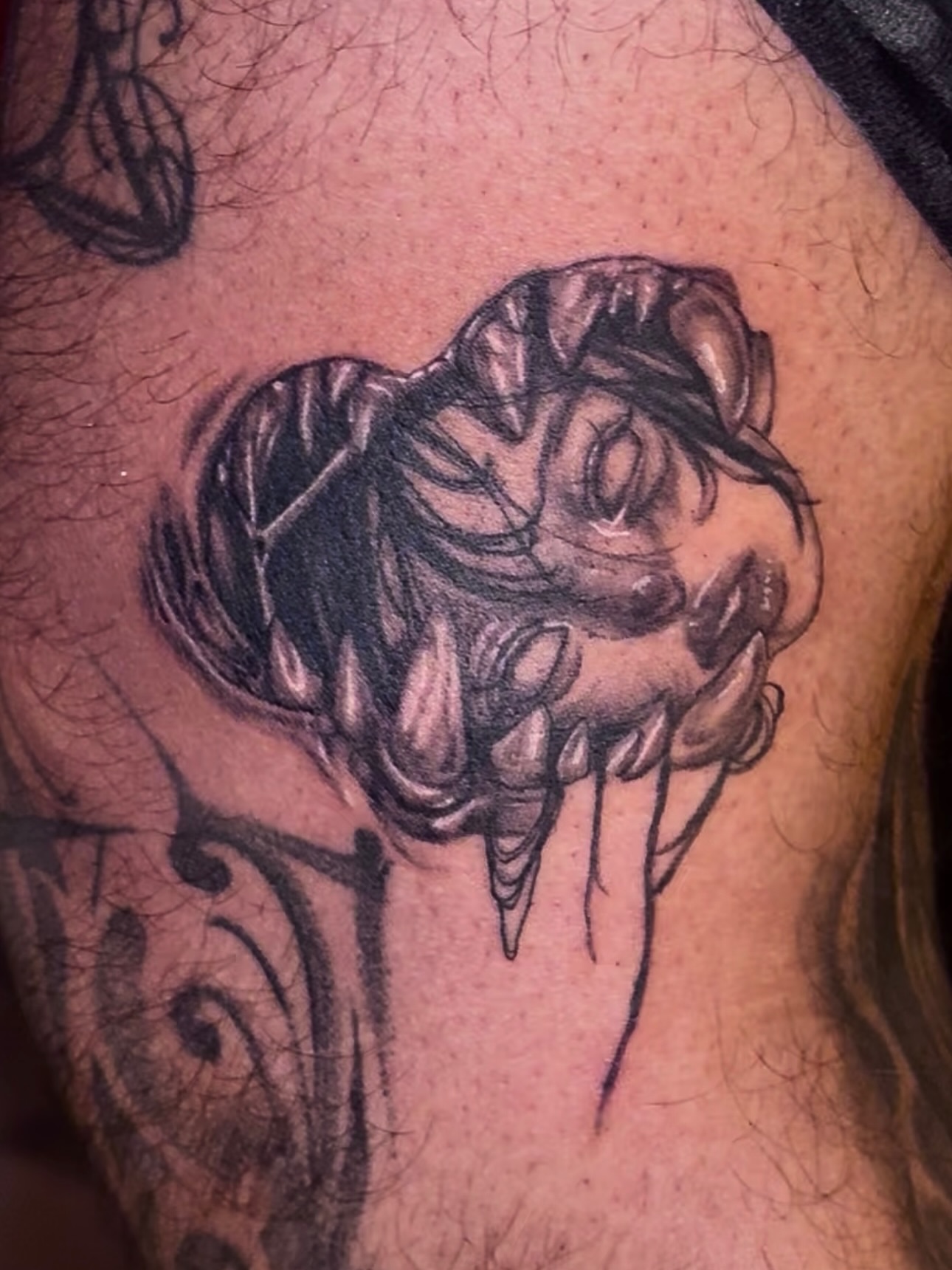 Cloud black and grey tattoo on the thigh by 𝔾𝔥𝓸ş𝔱