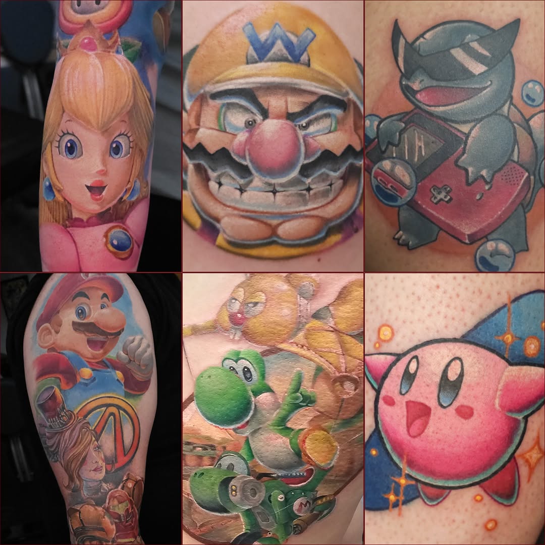 Video game characters realism tattoo on the forearm by Thomas Harris