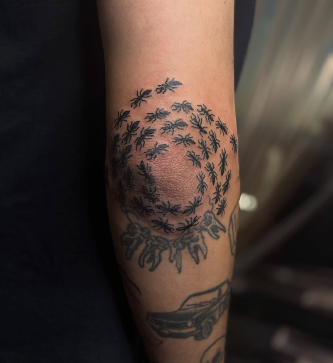 Spiders black and grey tattoo on the forearm by Tattoo, San Diego, California