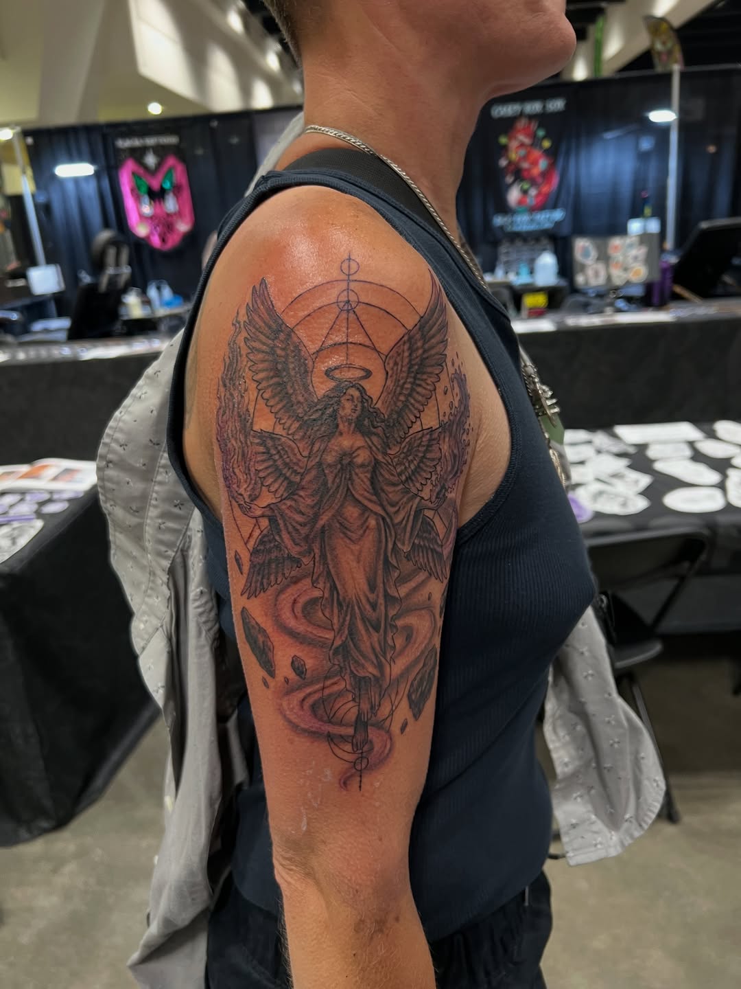 Tattoo by @xxreigh — black_and_grey, geometric