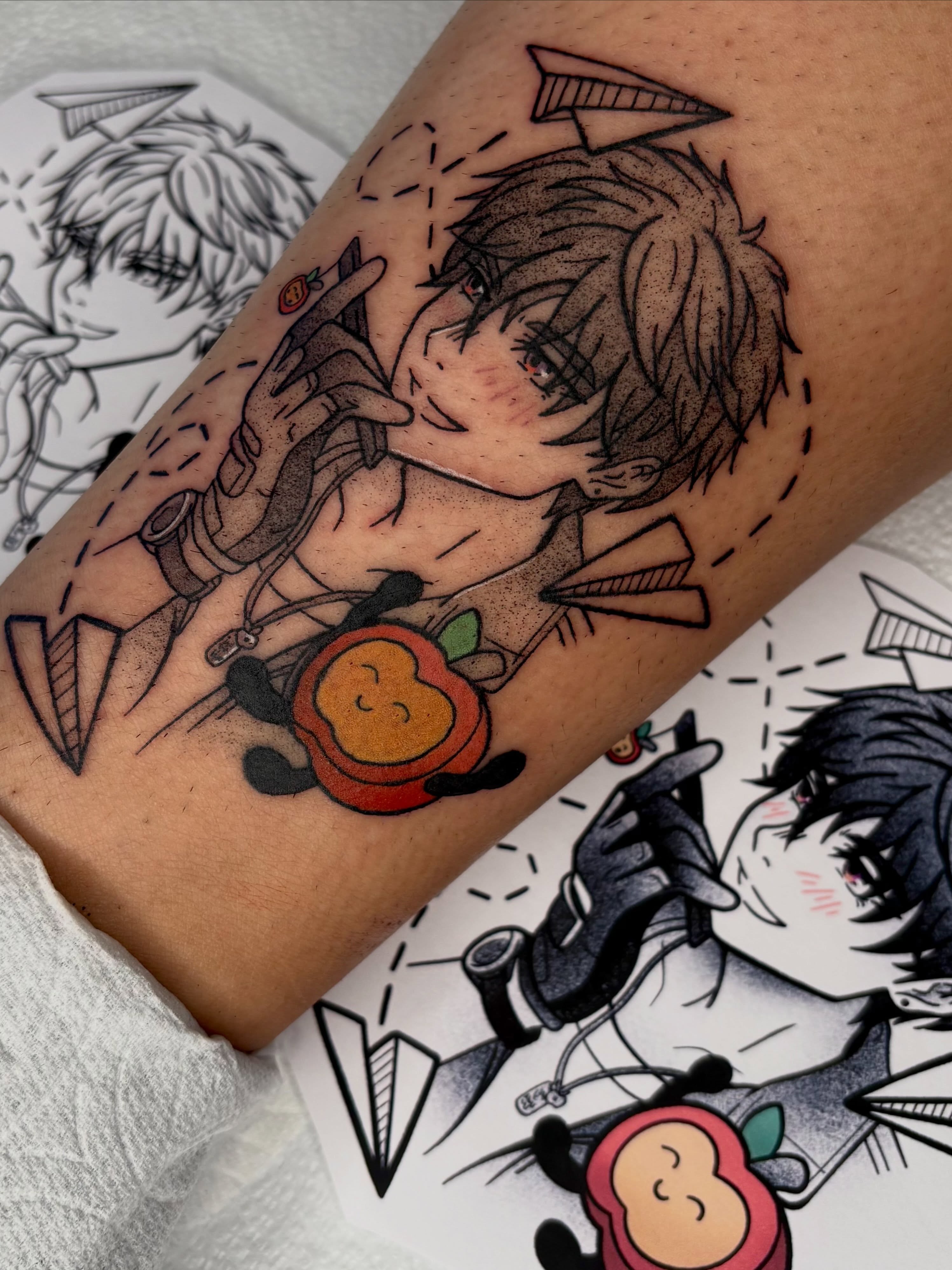 Anime character anime tattoo on the forearm by mia aka chuu (◕ ˬ ◕ ✿)