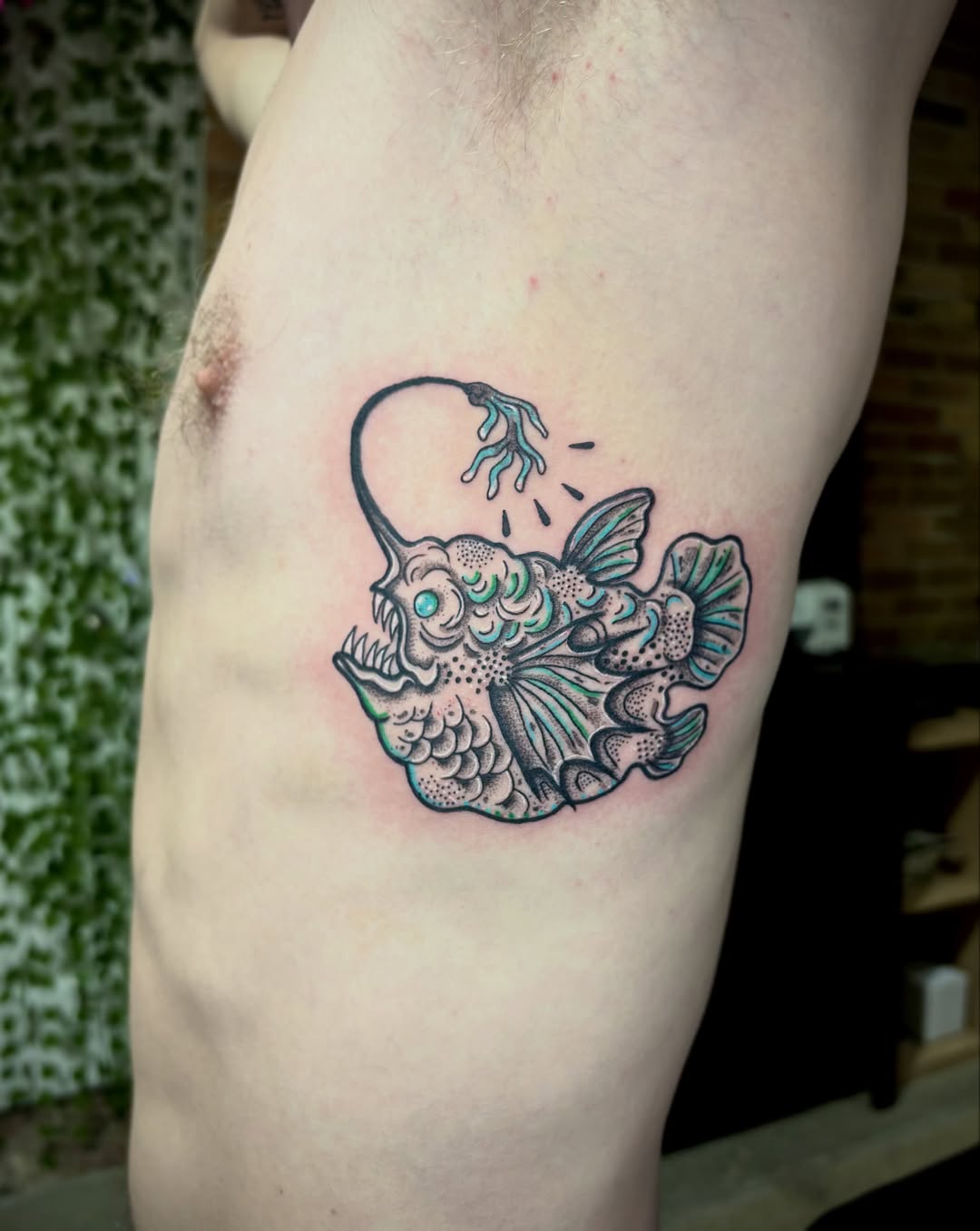 Scorpion dotwork tattoo on the thigh by destiney rose
